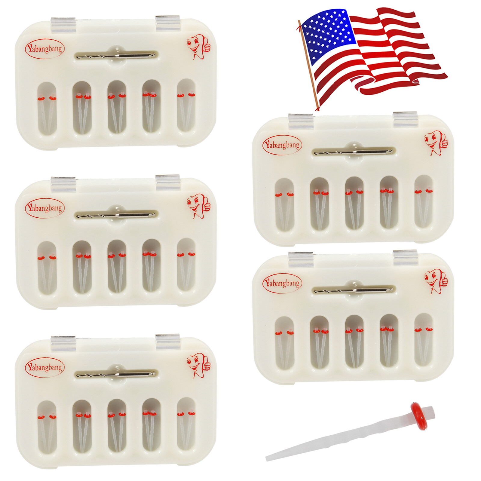 USA Dental High Intensity Quartz Fiber Resin Screw Post & Drills Yabangbang Red