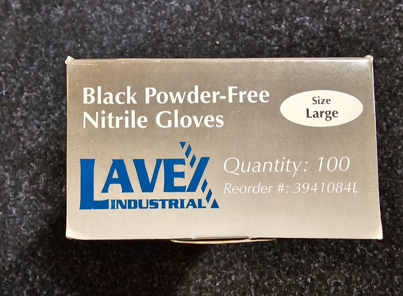 (QTY 1000) Lavex 3941084L Large Black Nitrile 5mil Gloves Powder & Latex Free