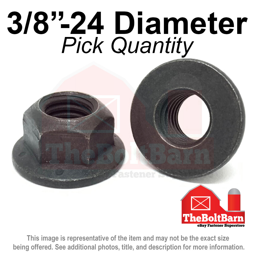 3/8″-24 Grade 8 (G) Hex Flange Top Lock Nuts FINE Phos & Oil (Pick Quantity)