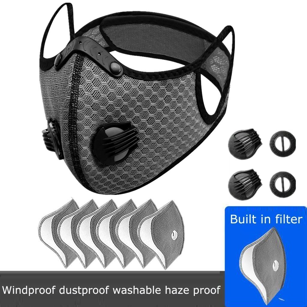 Reusable Half Facepiece Face Cover Respirator Sports Worksite Dust Mask Filters
