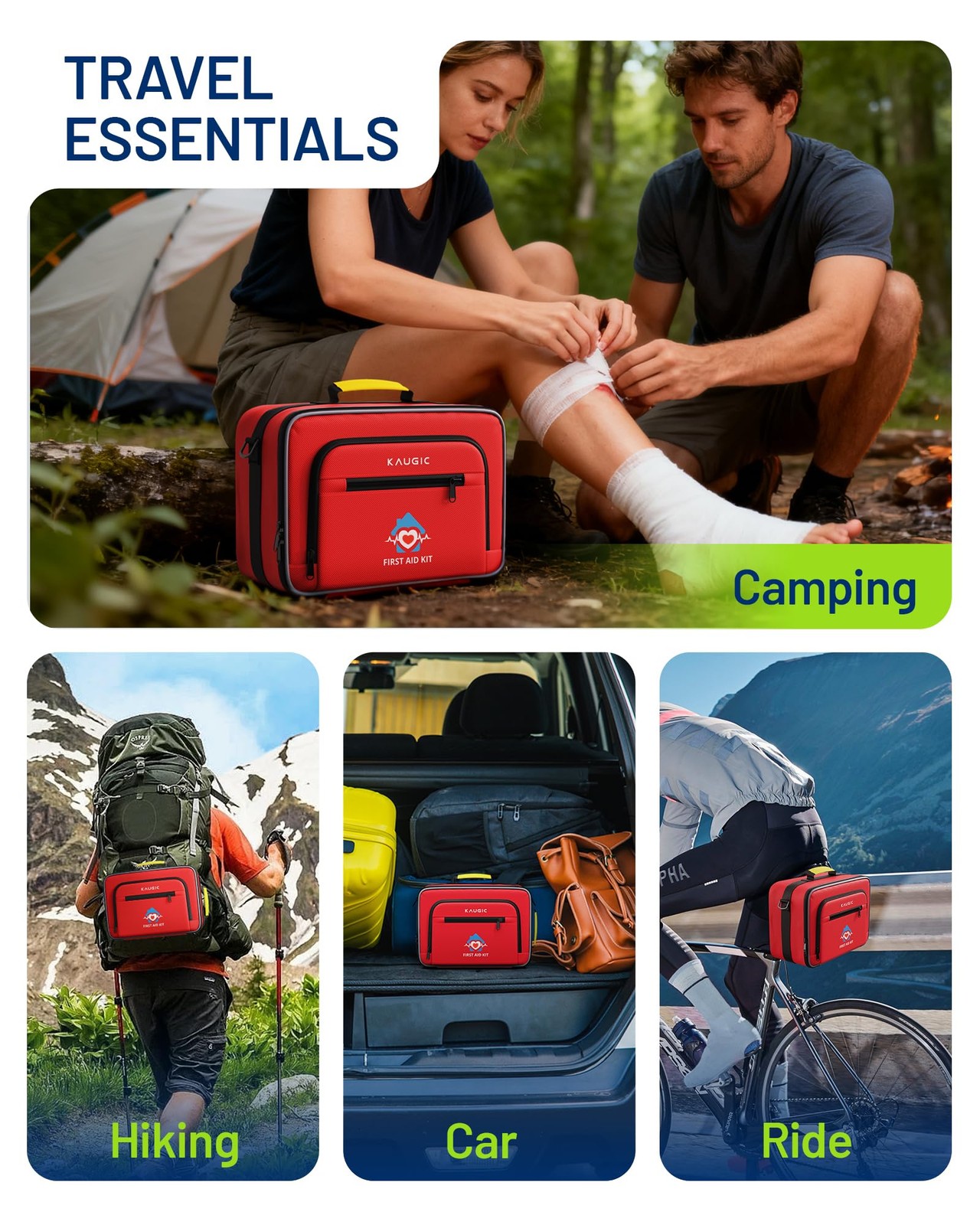 500 PCS First Aid Kit for Travel Camping Car Home Businesses, Red