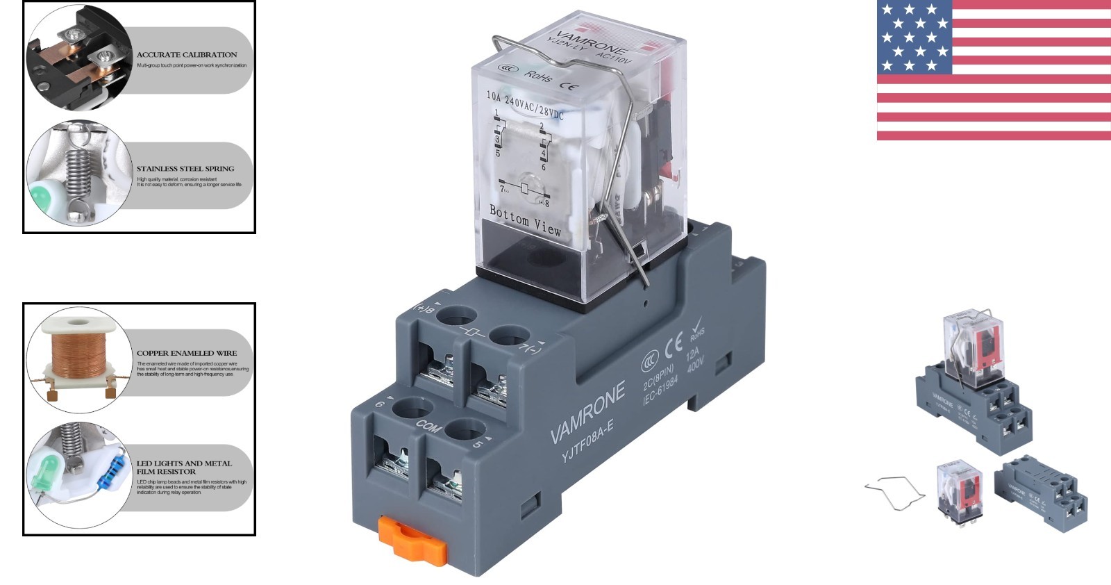 Reliable 8-Pin Electromagnetic Relay 10A 110/120V AC – Perfect for DIN Rail
