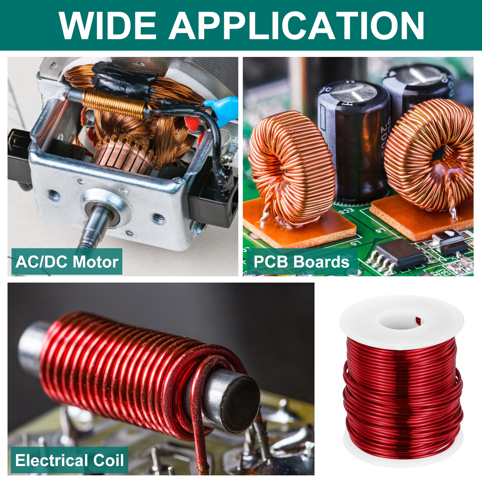 16 AWG Magnet Wire, 1 lb Magnetic Coil Wire, 155C(311F)
