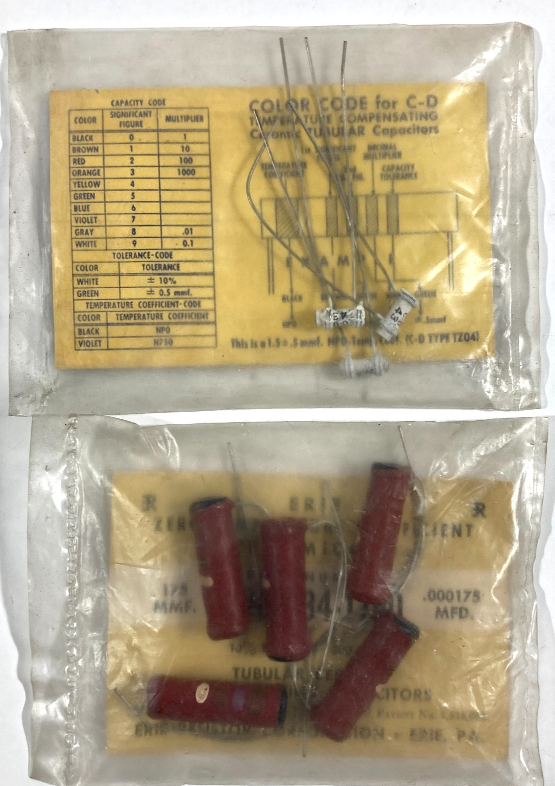 Dogbone Tubular Ceramic Capacitor Lot NOS Centralab Erie Cornell Dubilier Vtg