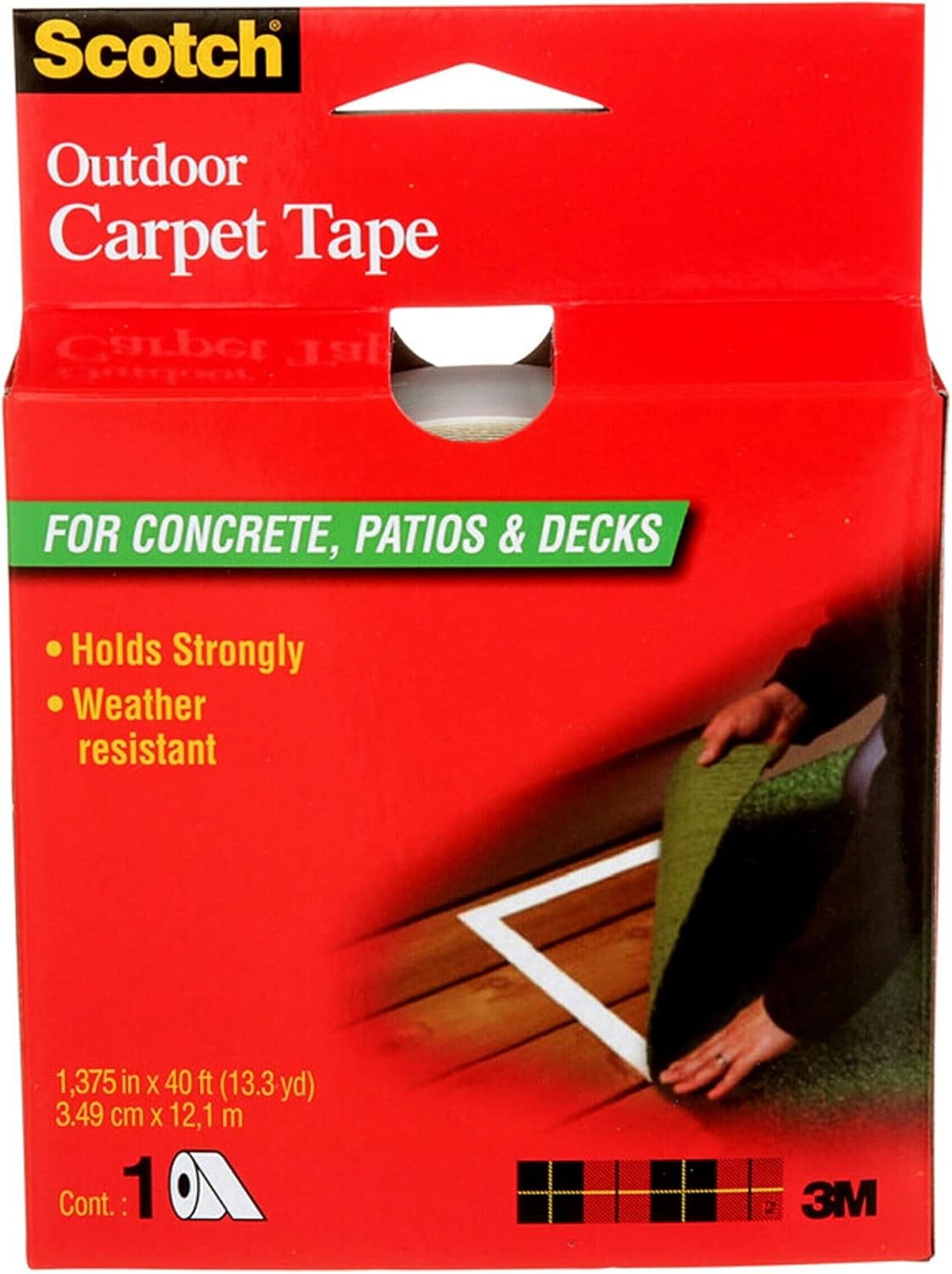 3M Scotch Double-Sided Carpet Tape 1.3 in x 40 ft – Heavy 13 yards, Clear