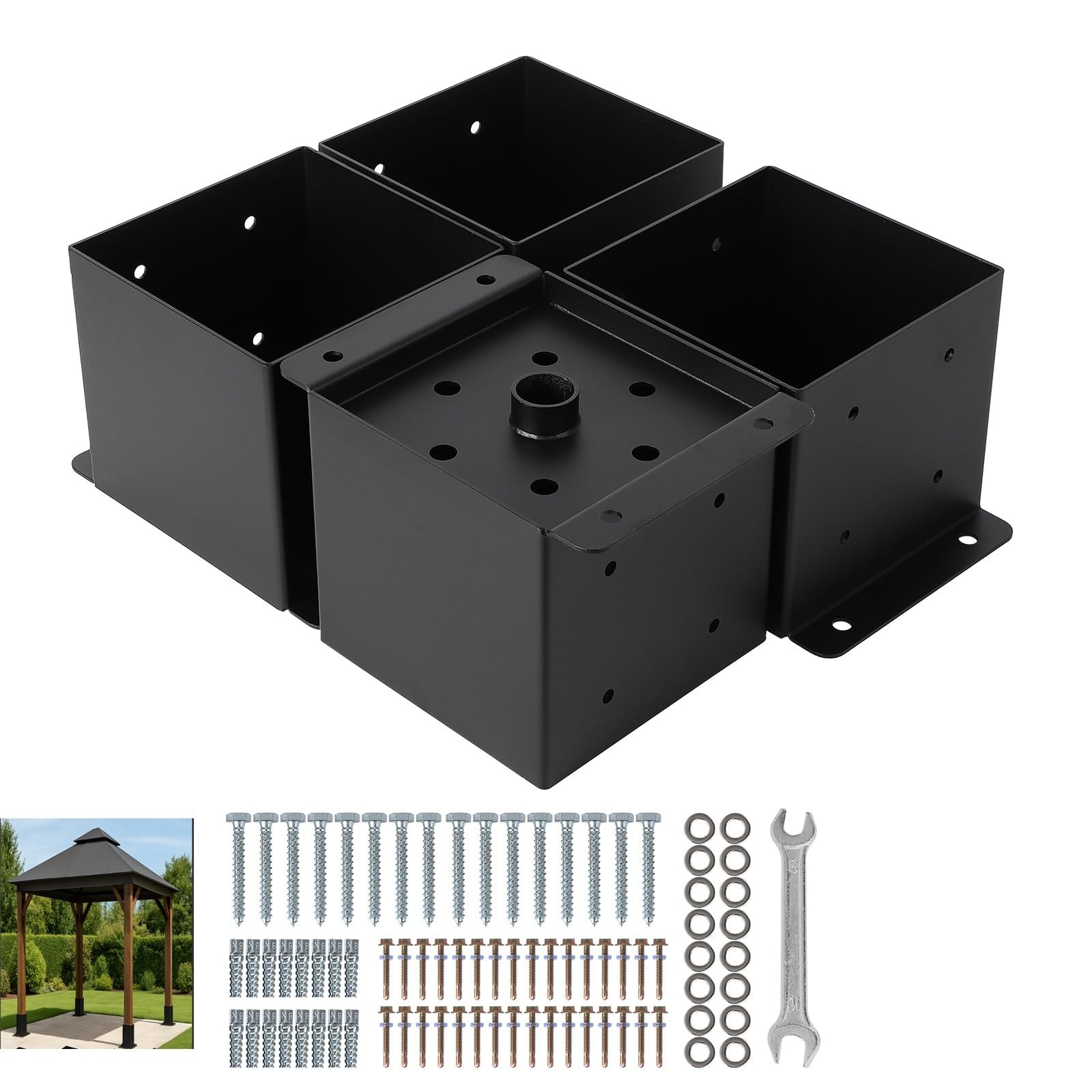 4/8 Pack 6×6 Post Base Brackets Heavy Duty Wood Post Fence Post Anchor Anti-Corr