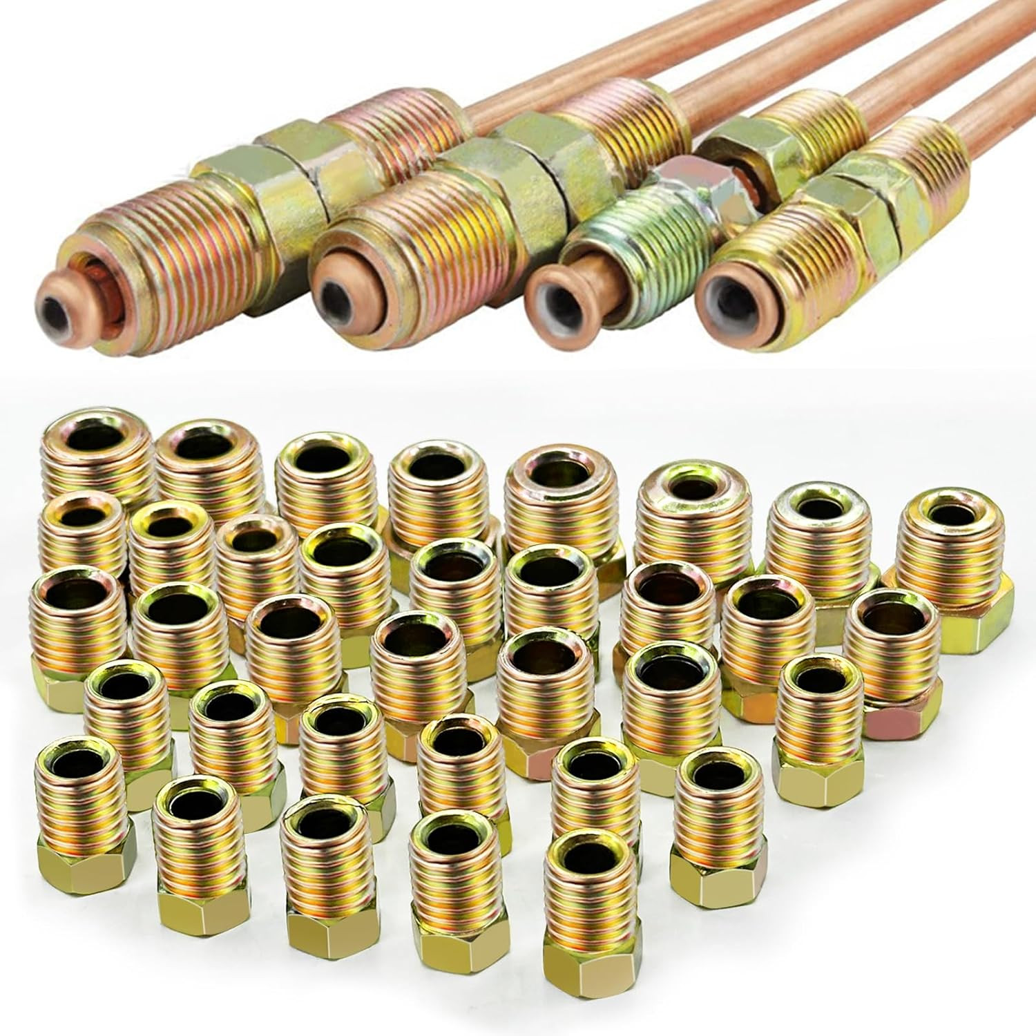 35 PCS Threads Brake Line Fittings Assortment Kits for 3/16″(19 Fittings) and 1/