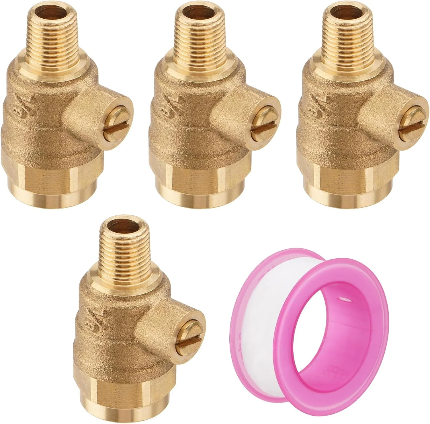 SPARKWHIZ 4 PCS 1/8” Male x 1/4” Female Test Cock with PTFE Sealant Tape for B