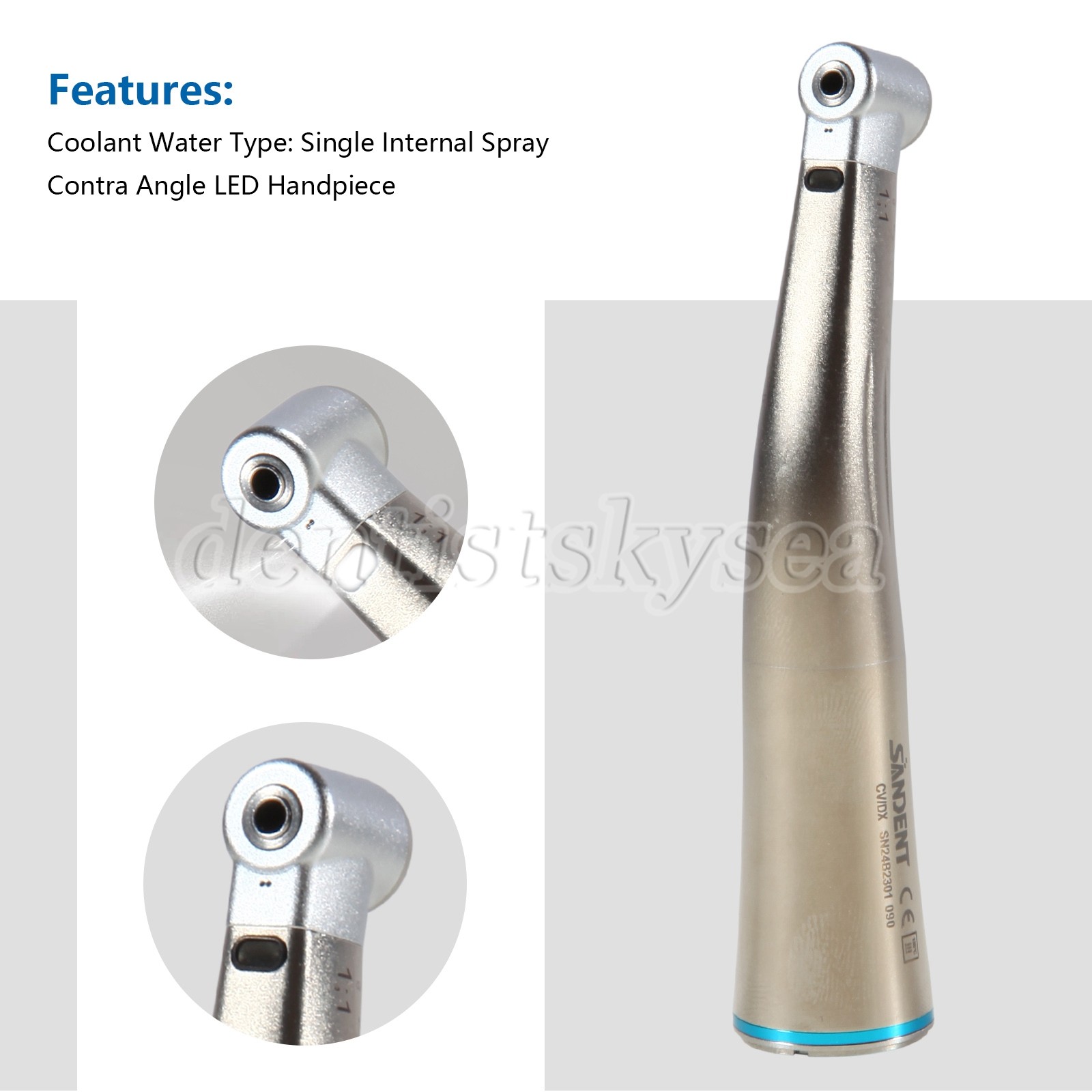 Manejo de ángulo contra de fibra óptica LED dental aumentando 1:1/20:1 implantes