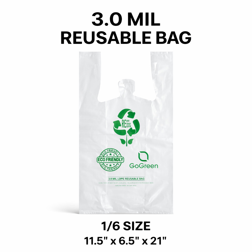 Clear Plastic T-Shirt Grocery Bags 3 Mil Heavy Duty Reusable 1/6 21×6.5×11.5
