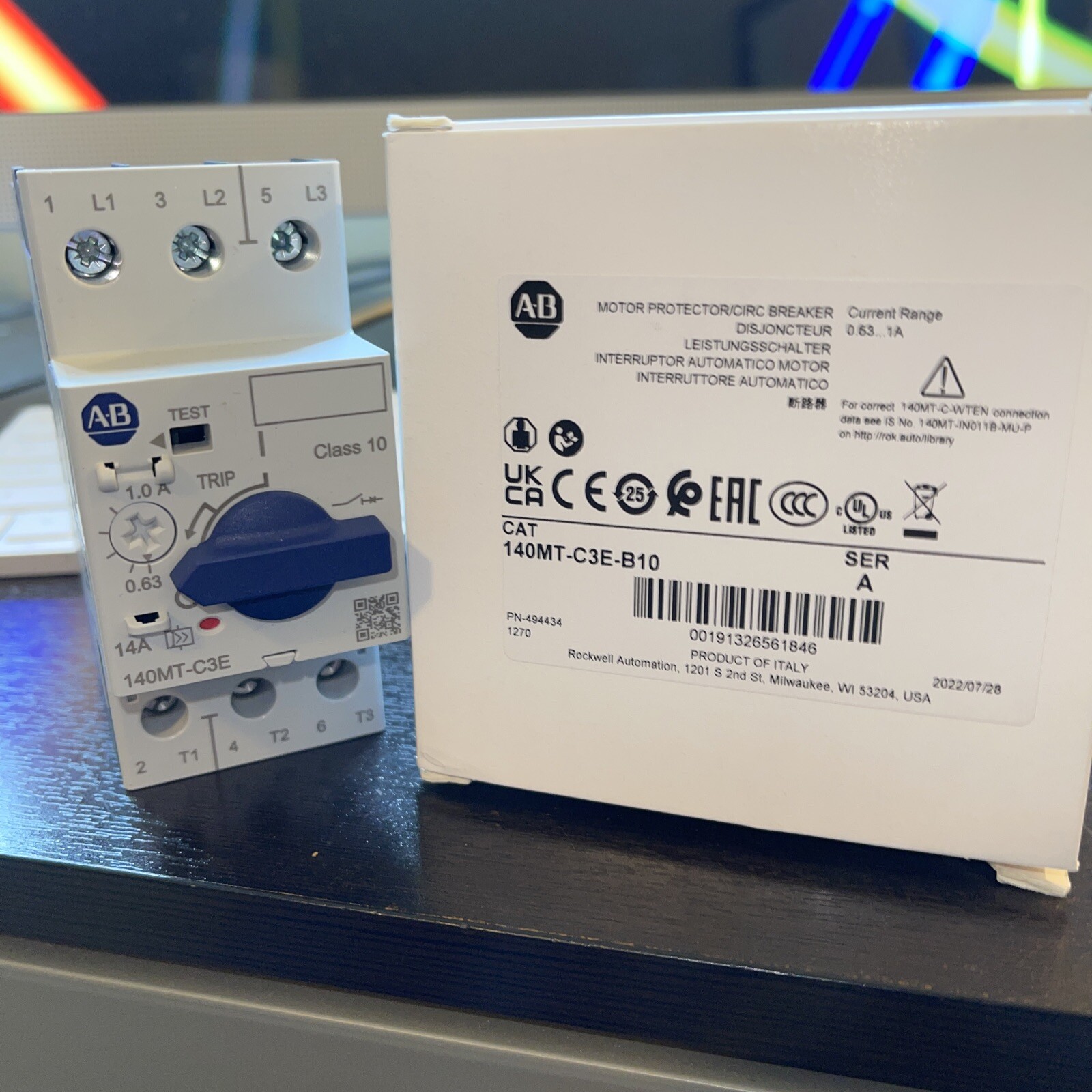 Allen Bradley 140MT-C3E-B10 10A (0.63 T0 1AMPS) MANUAL STARTER
