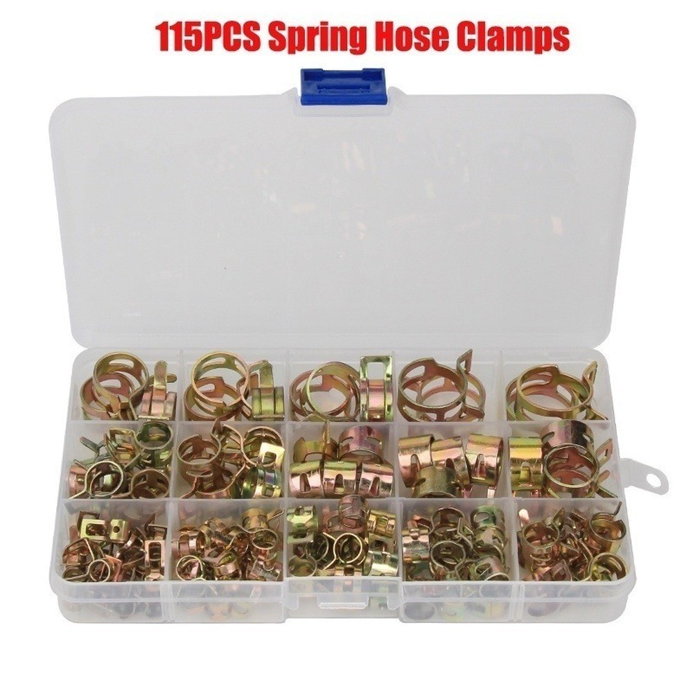 115PCS Zinc Plated Spring Hose Clamps +1PC Hose clamp Fastener Assortment Kit US