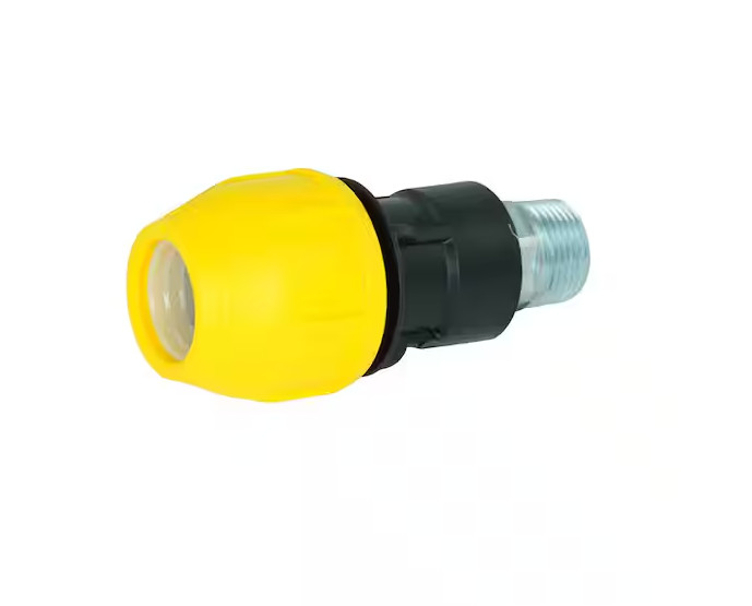 1/2 In. Polyproylene Underground Yellow Poly Gas Pipe Conversion Fitting | (NEW)