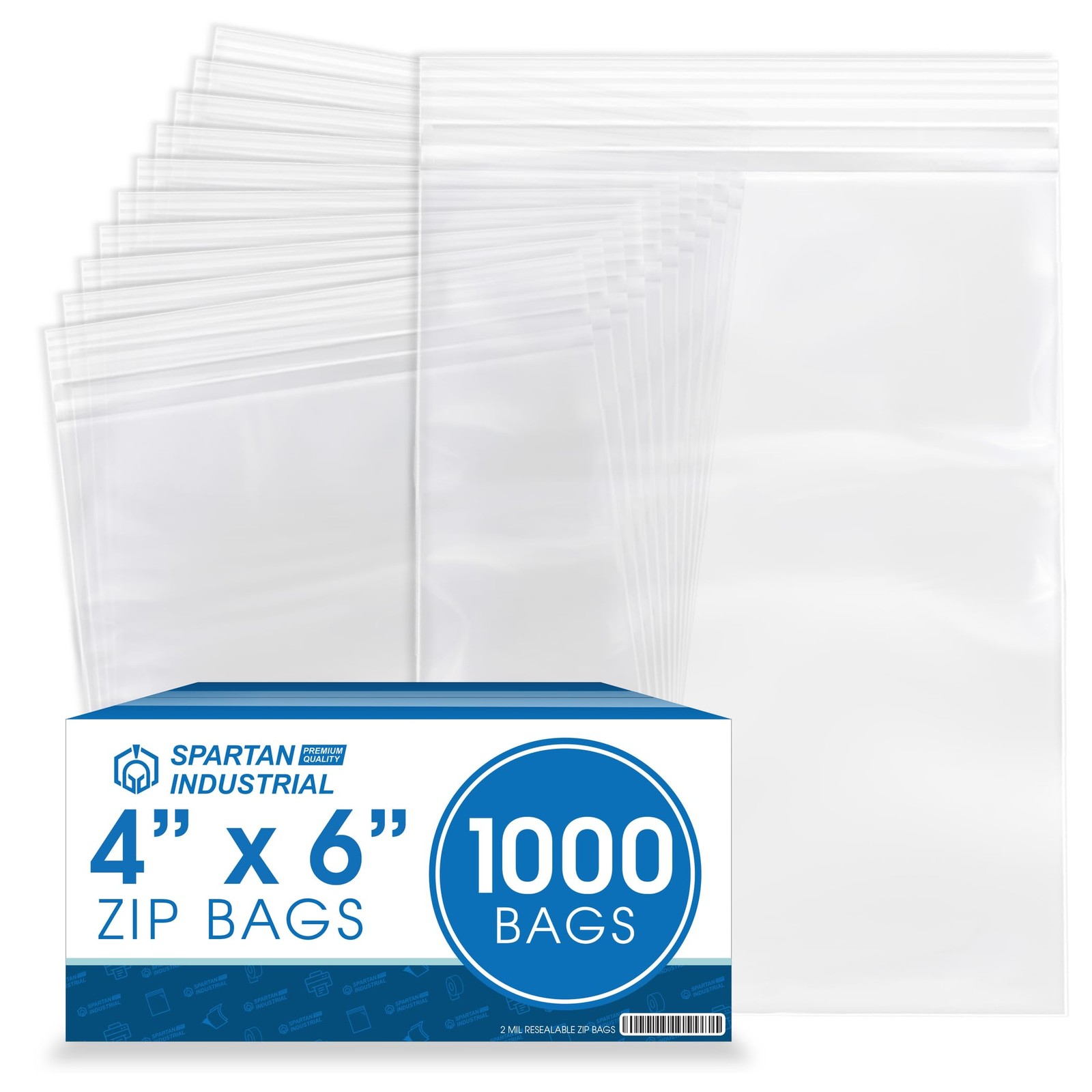 4” X 6” (1000 Count) 2 Mil Clear Reclosable Zip Plastic Poly Bags with Resealabl