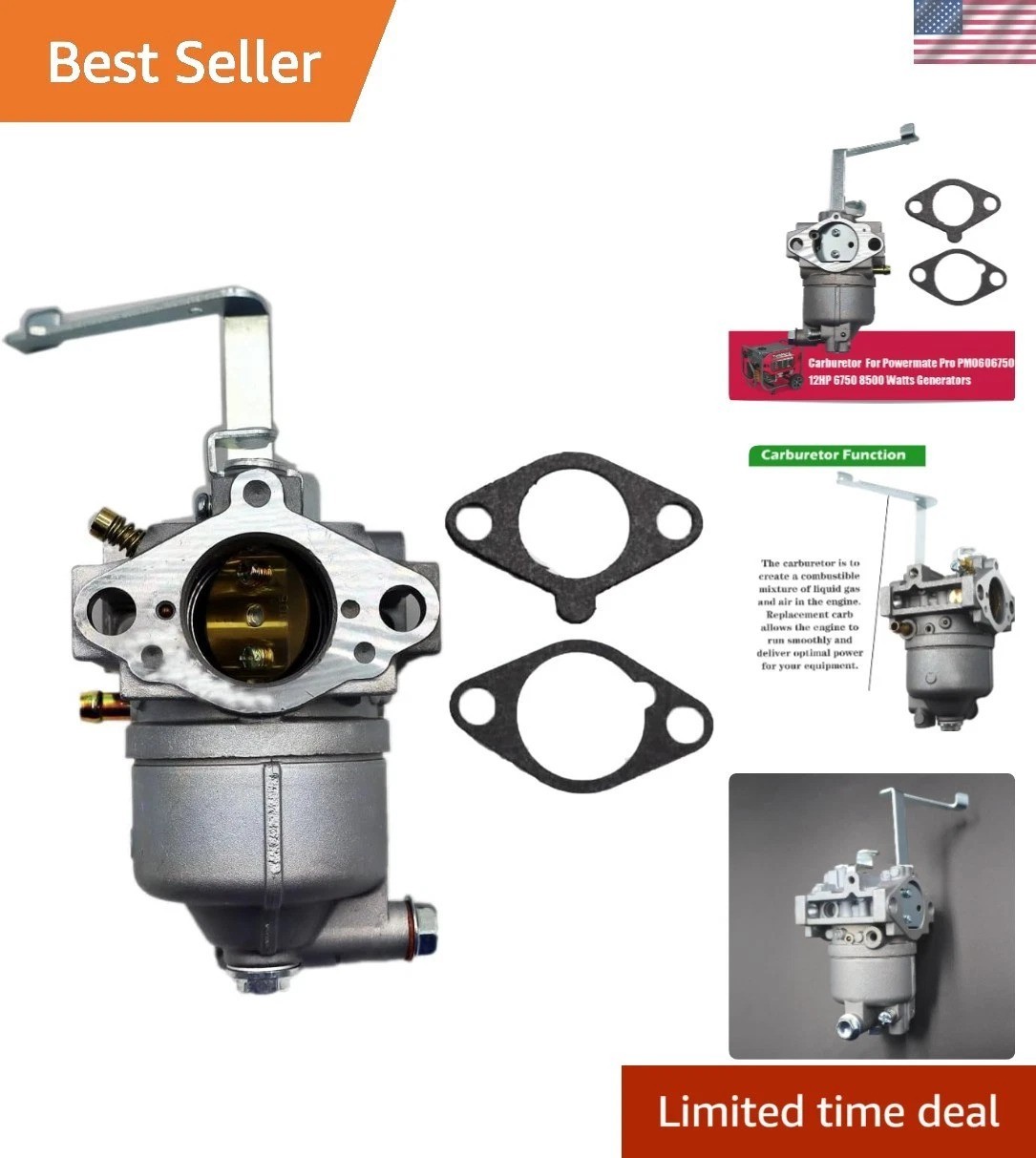 Carburetor Kit Compatible With Powermate Pro PM0606750 Generator 12HP 6750 8500W