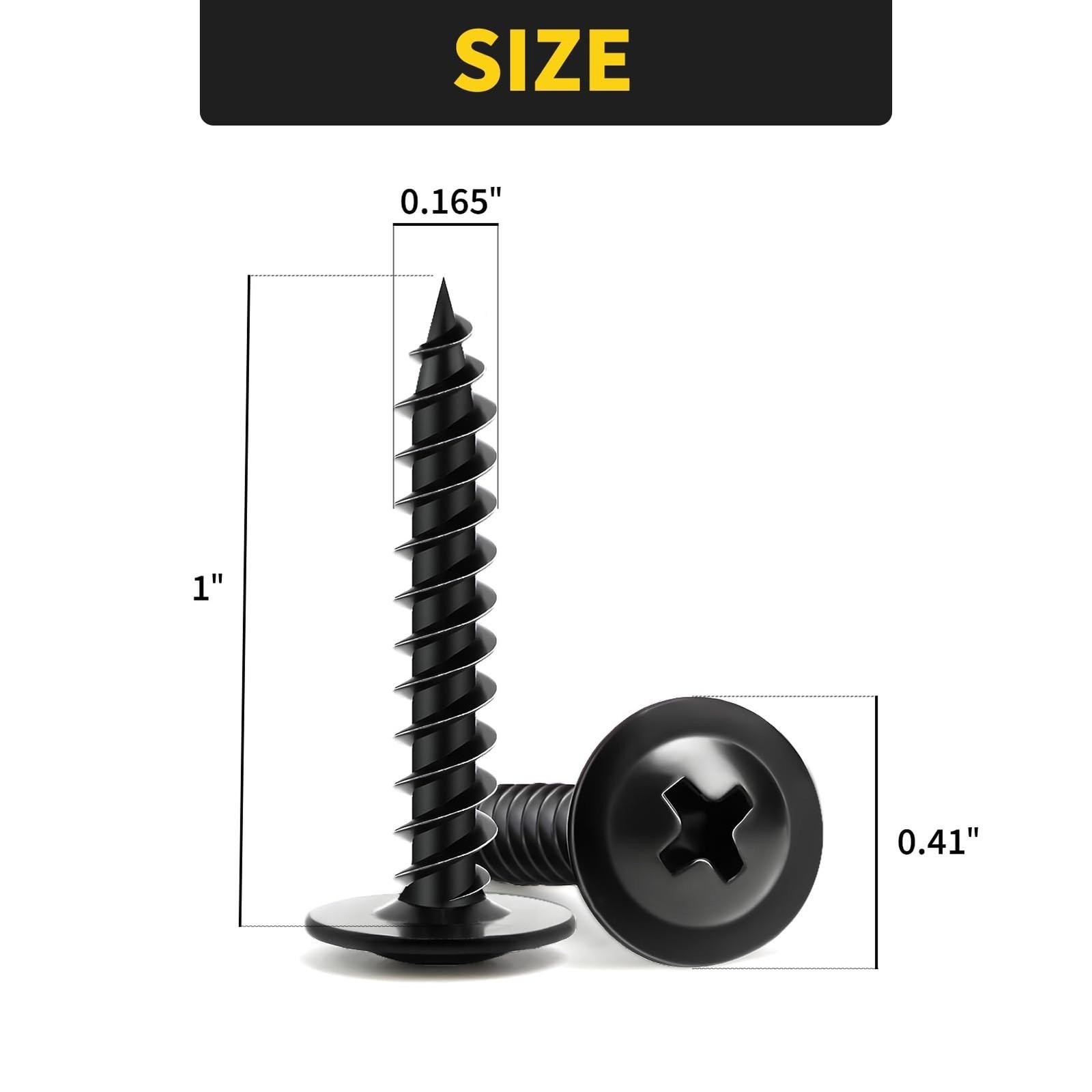 Wood Screws 1 Inch, 110 Pcs Fixlink Premium Phillips Truss Head Black Wood Screw