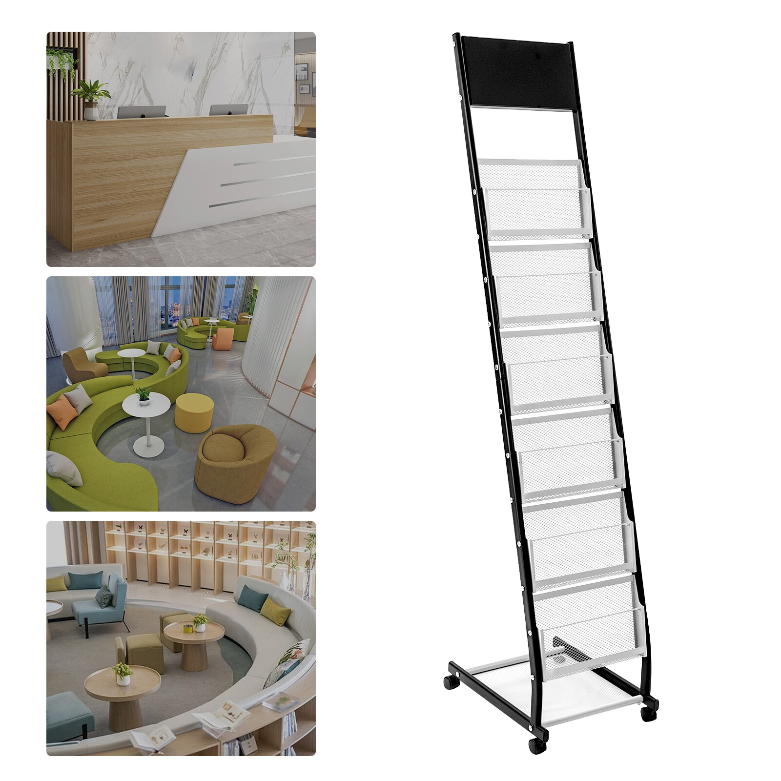 Literature Stand Brochure Floor Rack Magazine Catalog Display Holder 6 Shelves