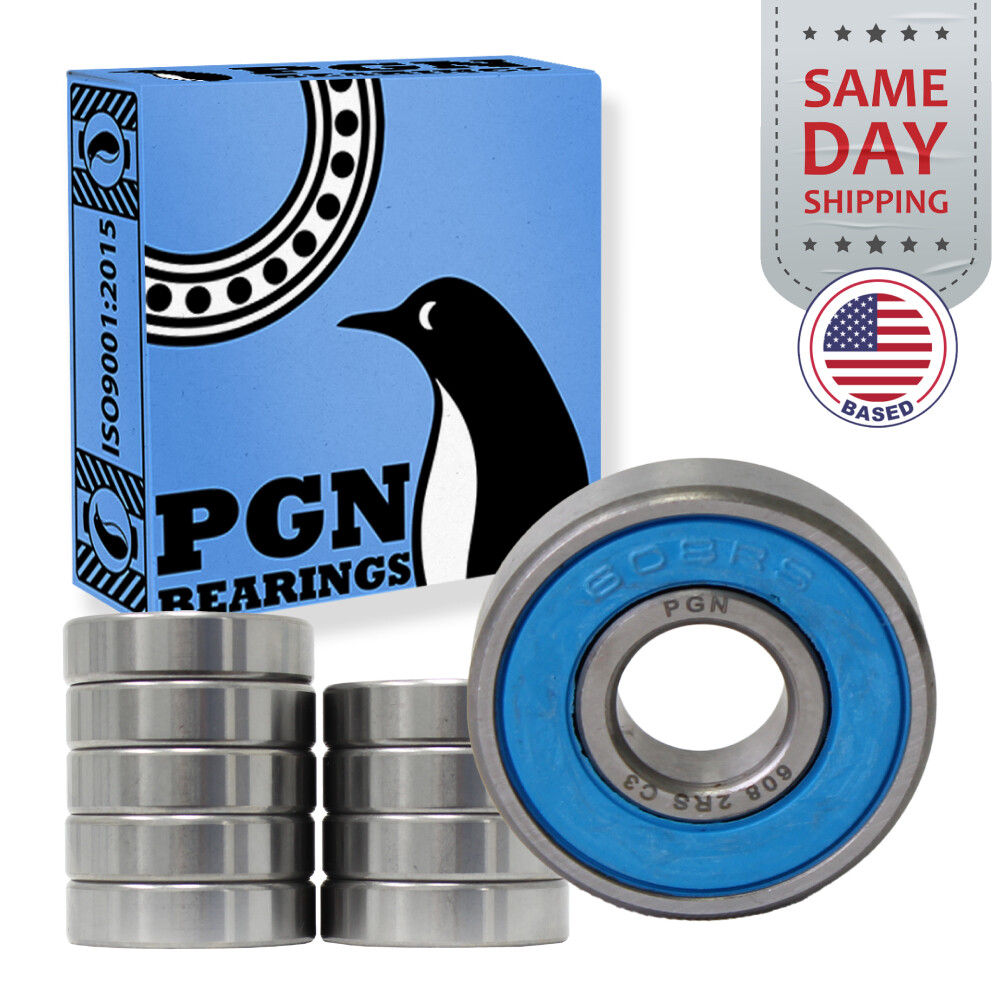 (10) 608-2RS Premium Rubber Seal Chrome Ball Bearing 8x22x7 Skateboard 608rs
