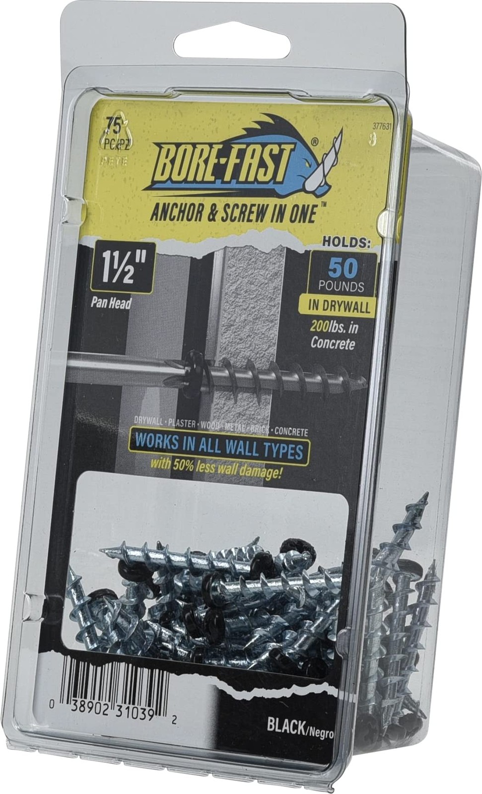 Hillman Borefast Drywall Anchors, Holds 50 Pounds in Drywall and 200 Pounds i…