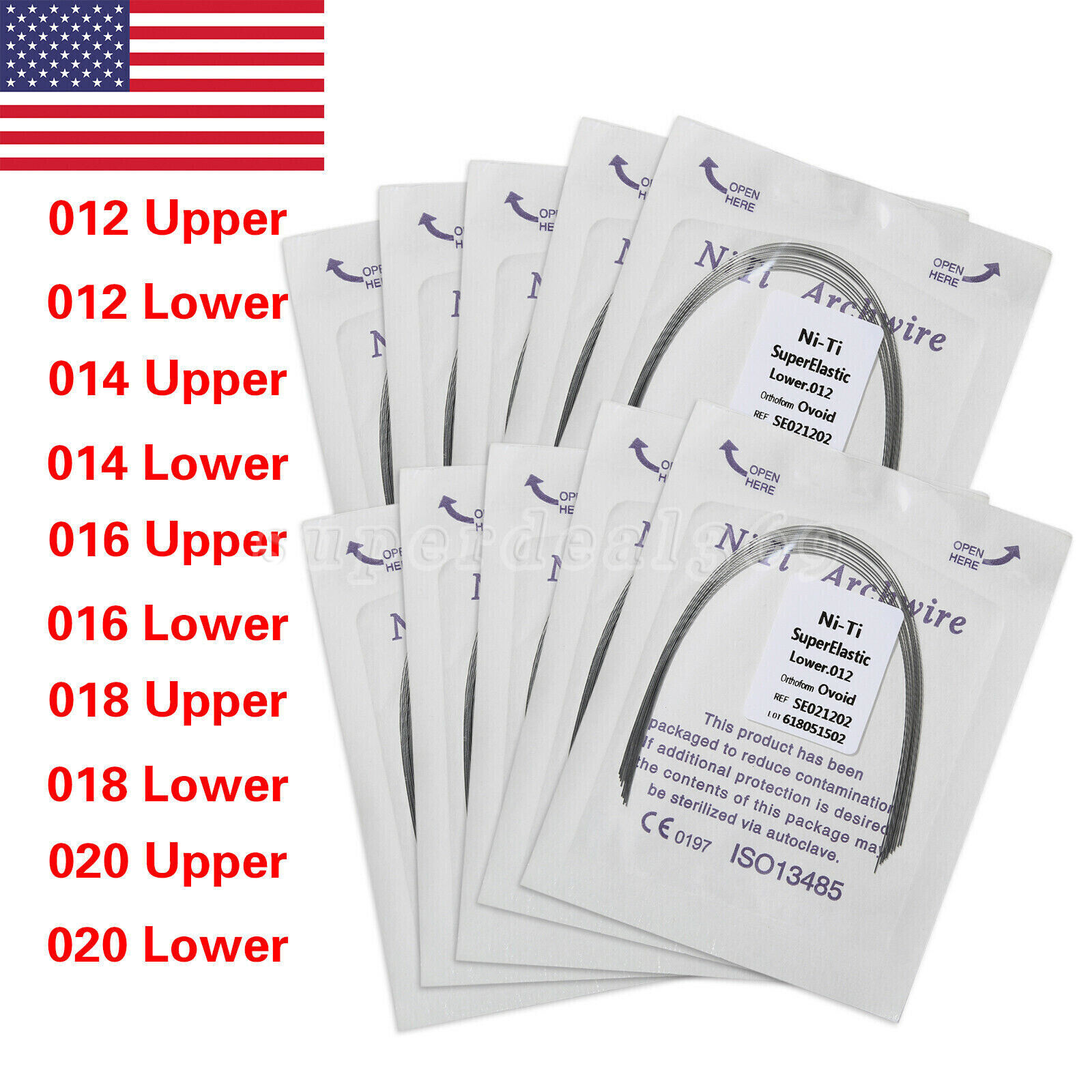 10pcs/pk Dental Orthodontic Niti Arch Wire Round Ovoid Form all size option st