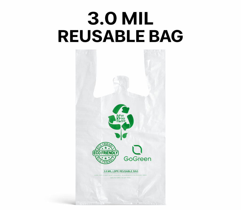 3 Mil Reusable Clear T-Shirt Grocery Bags 1/6 Size 11.5×6.5×21 Heavy Duty Bulk