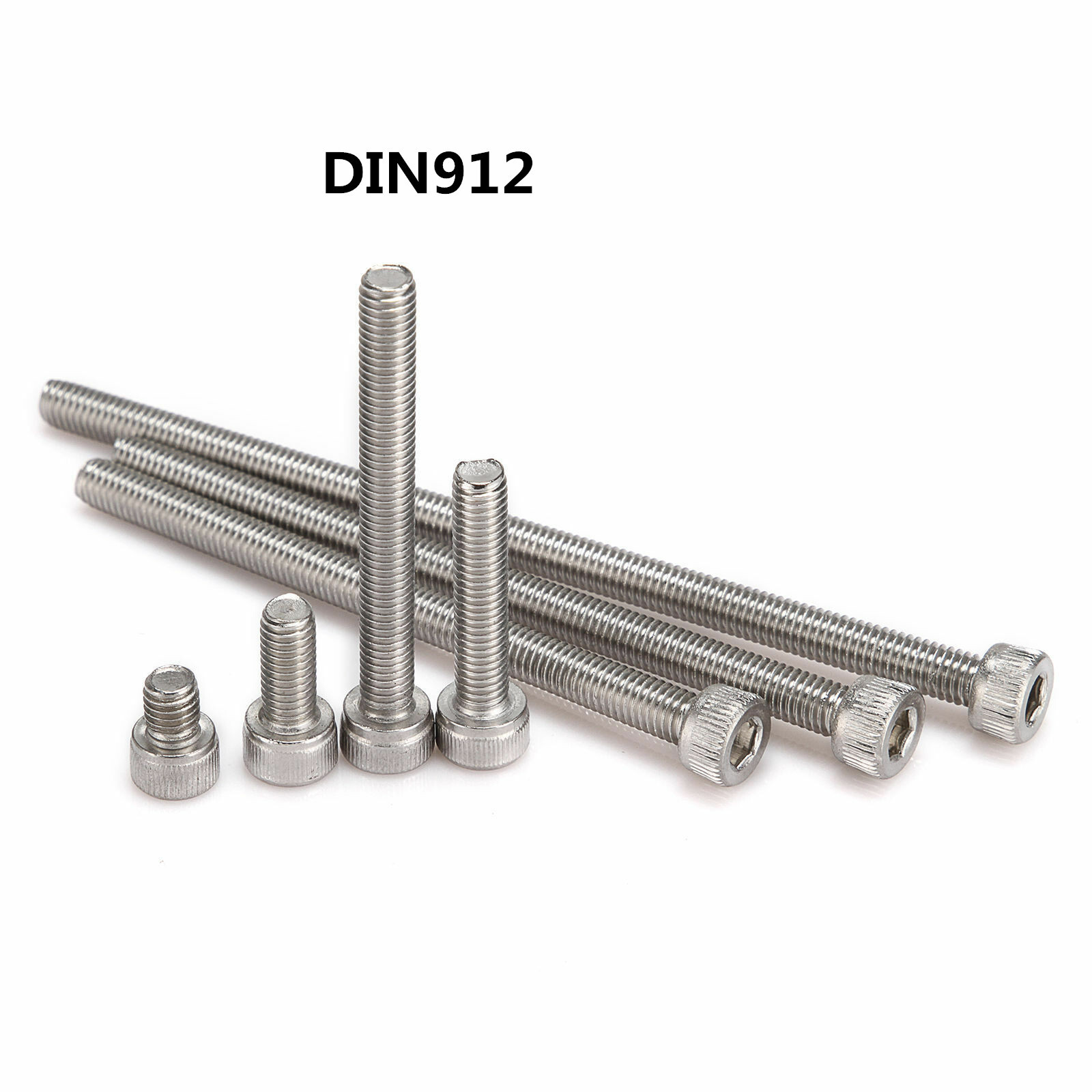 DIN912 10/20/50/100x M2 M3 M4 M5 Stainless Steel Hex Bolt Socket Cap Screws Head