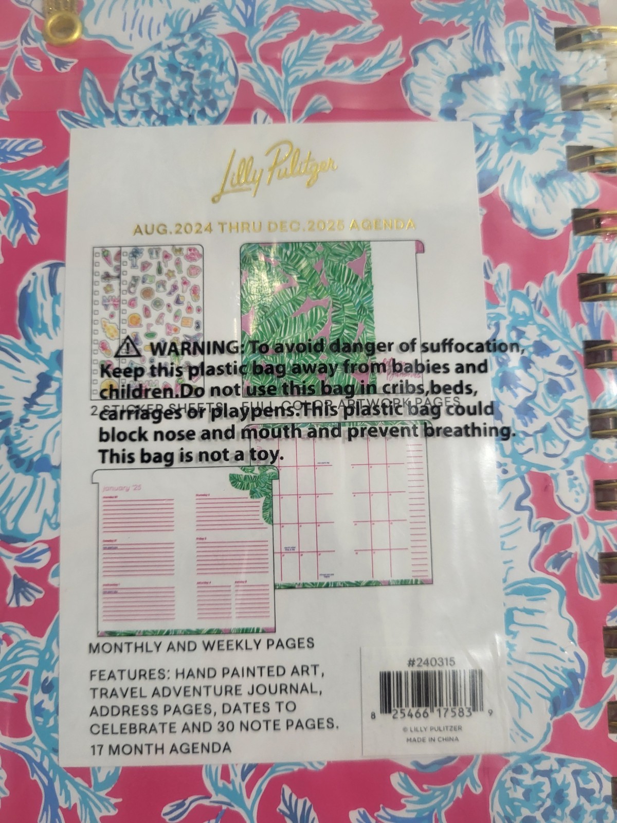 Lilly Pulitzer Planner Aug 2024 Dec 2025 Pink Floral Weekly Monthly Agenda