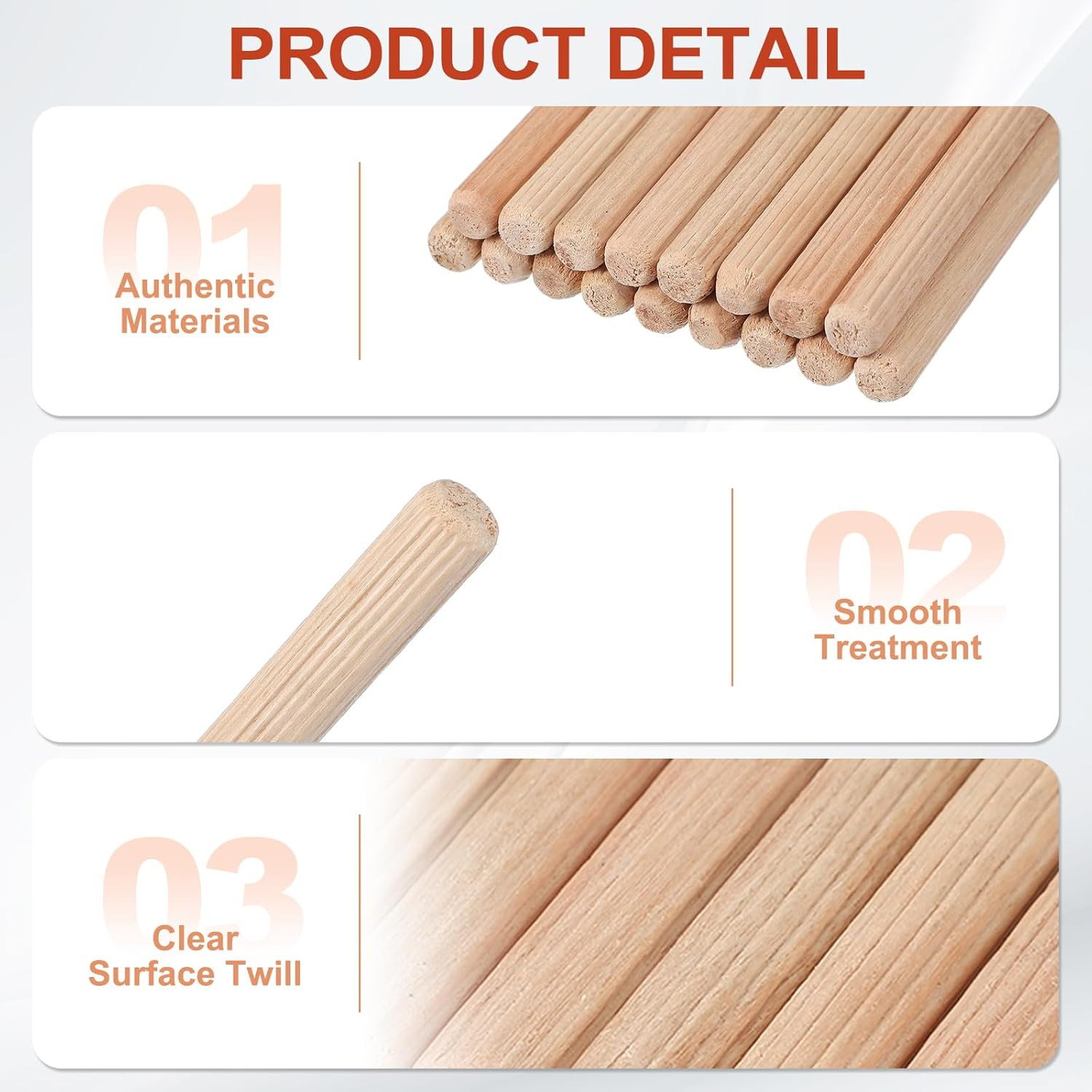 Wooden Dowel Pins 5/16 x 3/4 8mm x 20mm Straight Dowel Rods Count 100