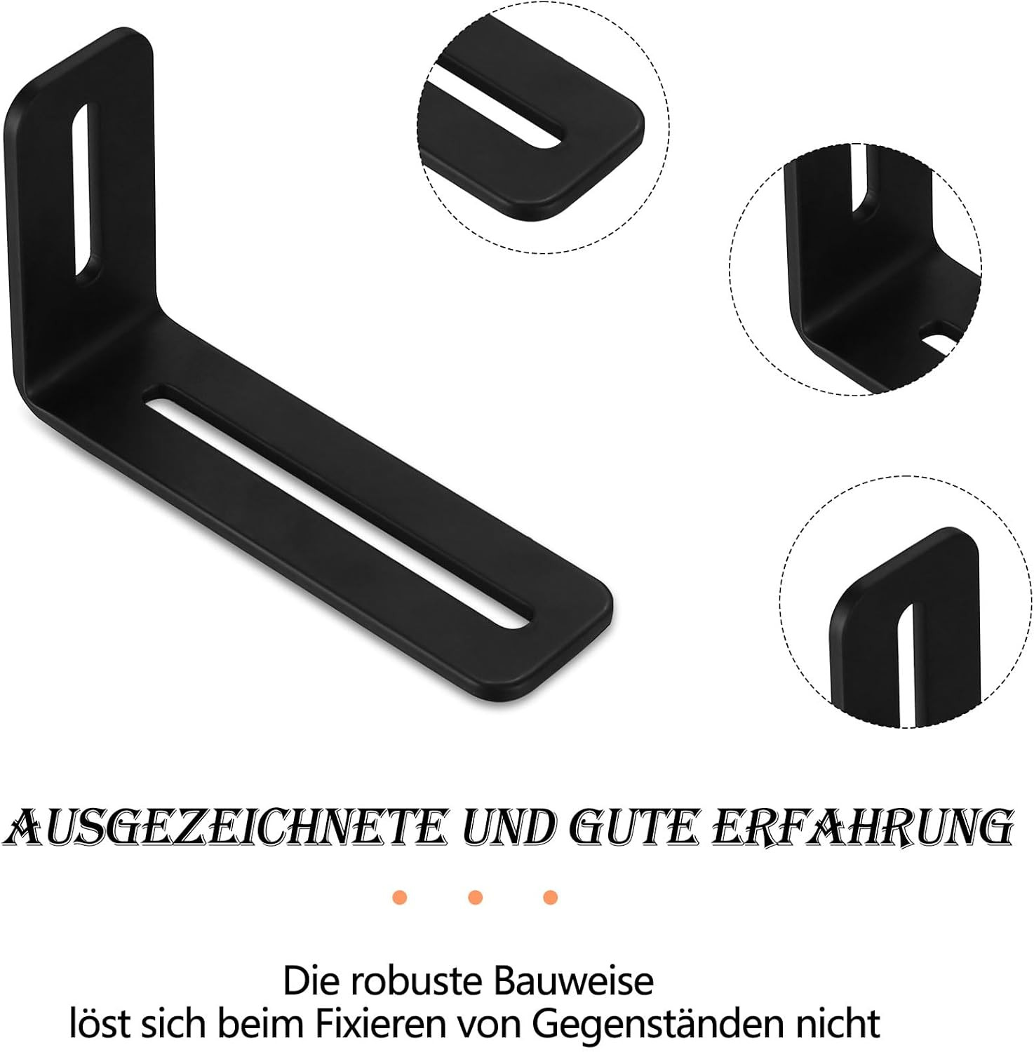 6 Pcs Adjustable Slotted L Brackets, Black L Shaped Bracket with 2 Slots Holes,