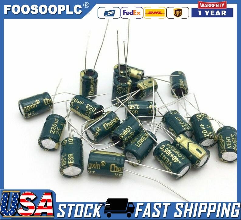 10 pcs 220uf 25v 105c radial electrolytic capacitors USA SHIPPING/SOLD