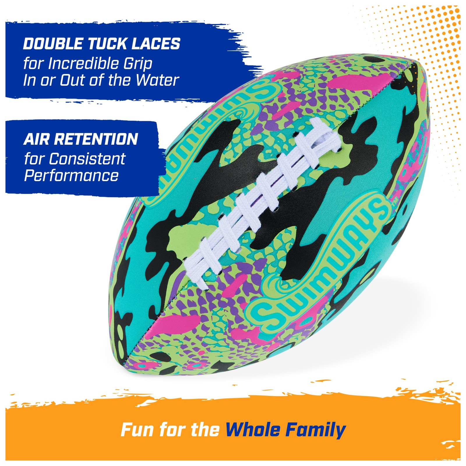 SwimWays Hydro Waterproof Football, Outdoor Games for 1, Blue (New Version)
