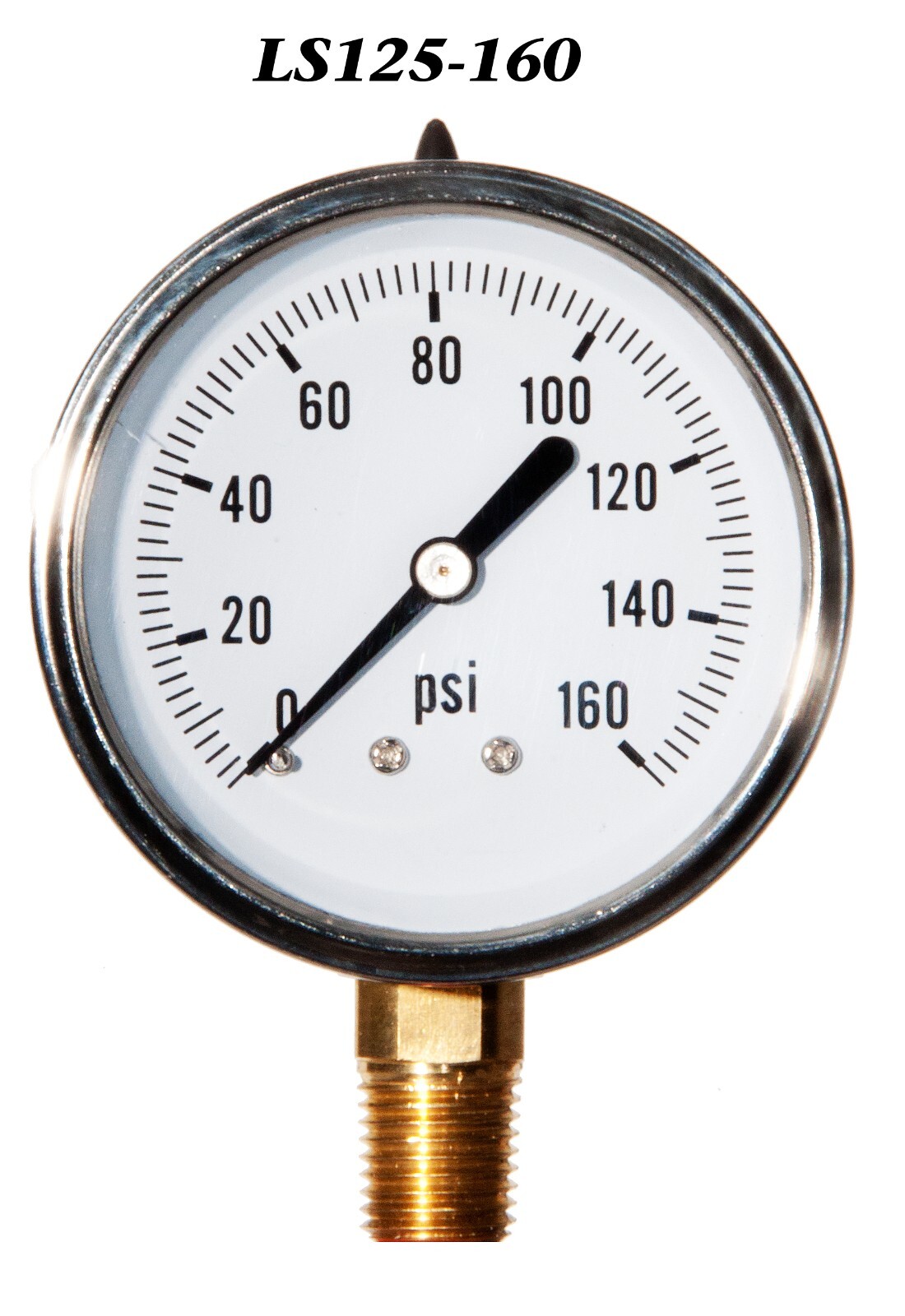 Pressure Gauge 0-160 PSI, Liquid Filled 2.5” Stainless Steel 1/4″ NPT LM