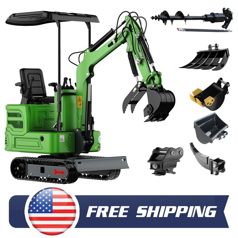 Free Ship Mini Excavator 1 Ton Digger 13.5hp Gas Tracked Crawler B&S EPA Engine