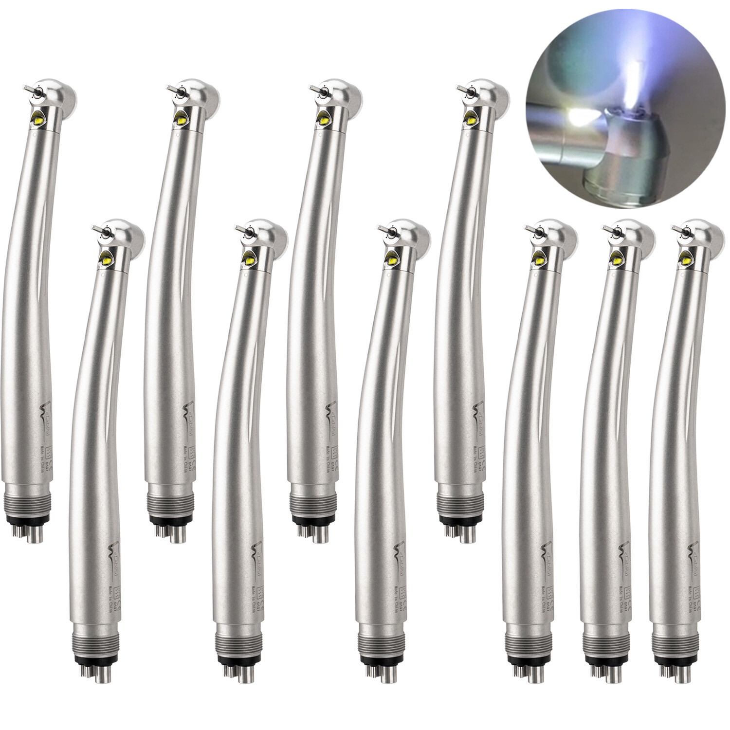 Triple Water Spray Dental High Speed Handpiece LED E-generator Push Button 10Pcs