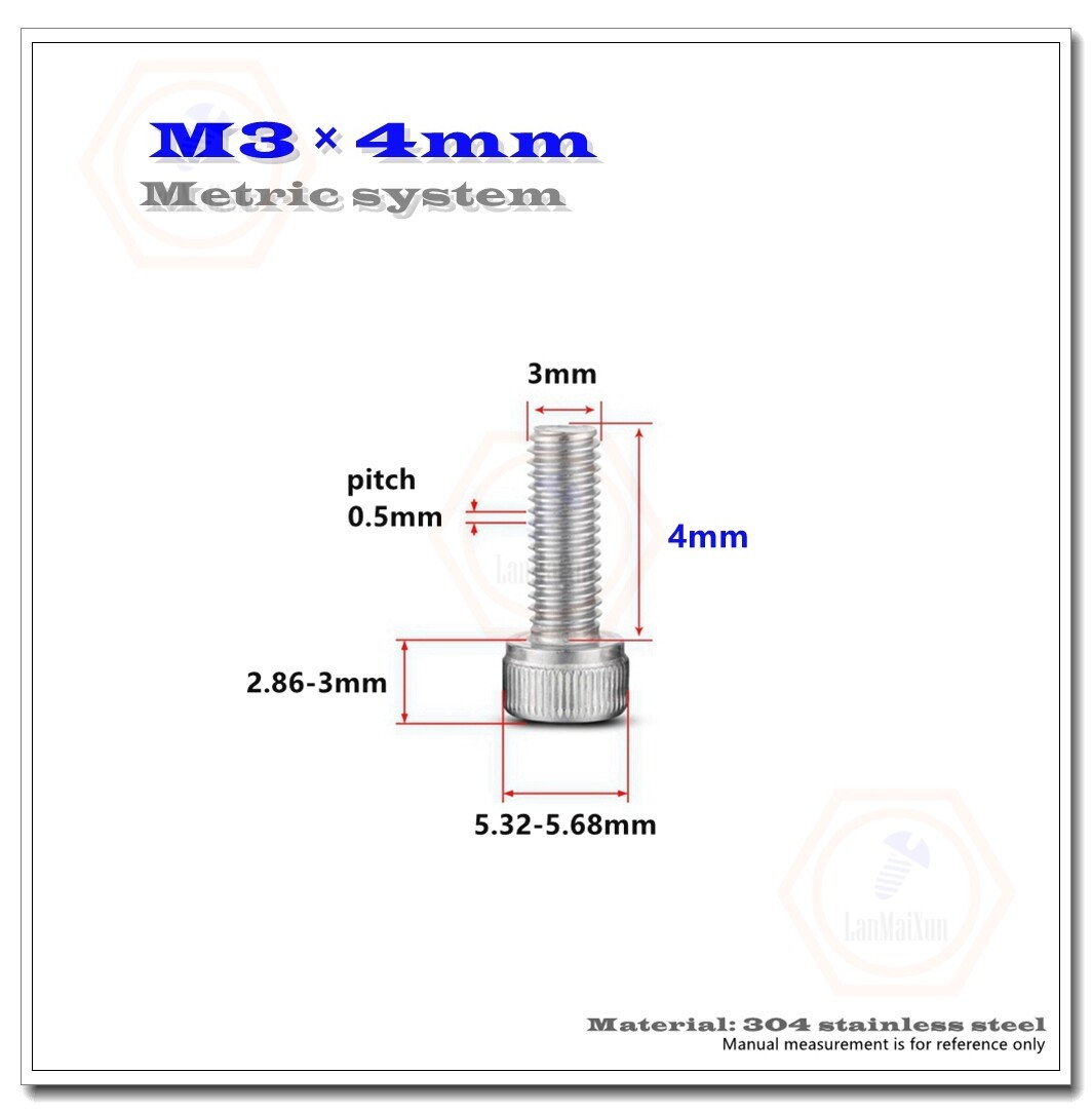 M3 M4 M5 M6 304 Stainless Steel Allen Hex Socket Cap Head Screws Bolts DIN912