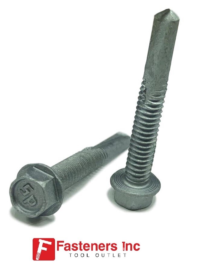 #14 Hex Washer Head TEK 5 Self Drilling Screws Strong Shield Coated TEKS Screws