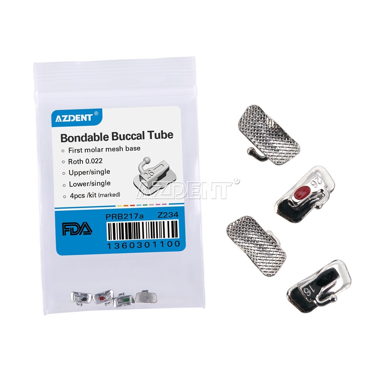 Dental Orthodontic Buccal Tube 1st Molar Roth.022 Bondable Non-conv 4pc/bag