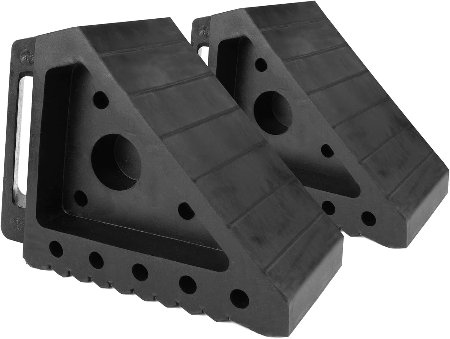 Maxxhaul Solid Rubber Wheel Chock 2-Pack | 8″ X 4″ X 6″ Heavy-Duty Tire Stop | N