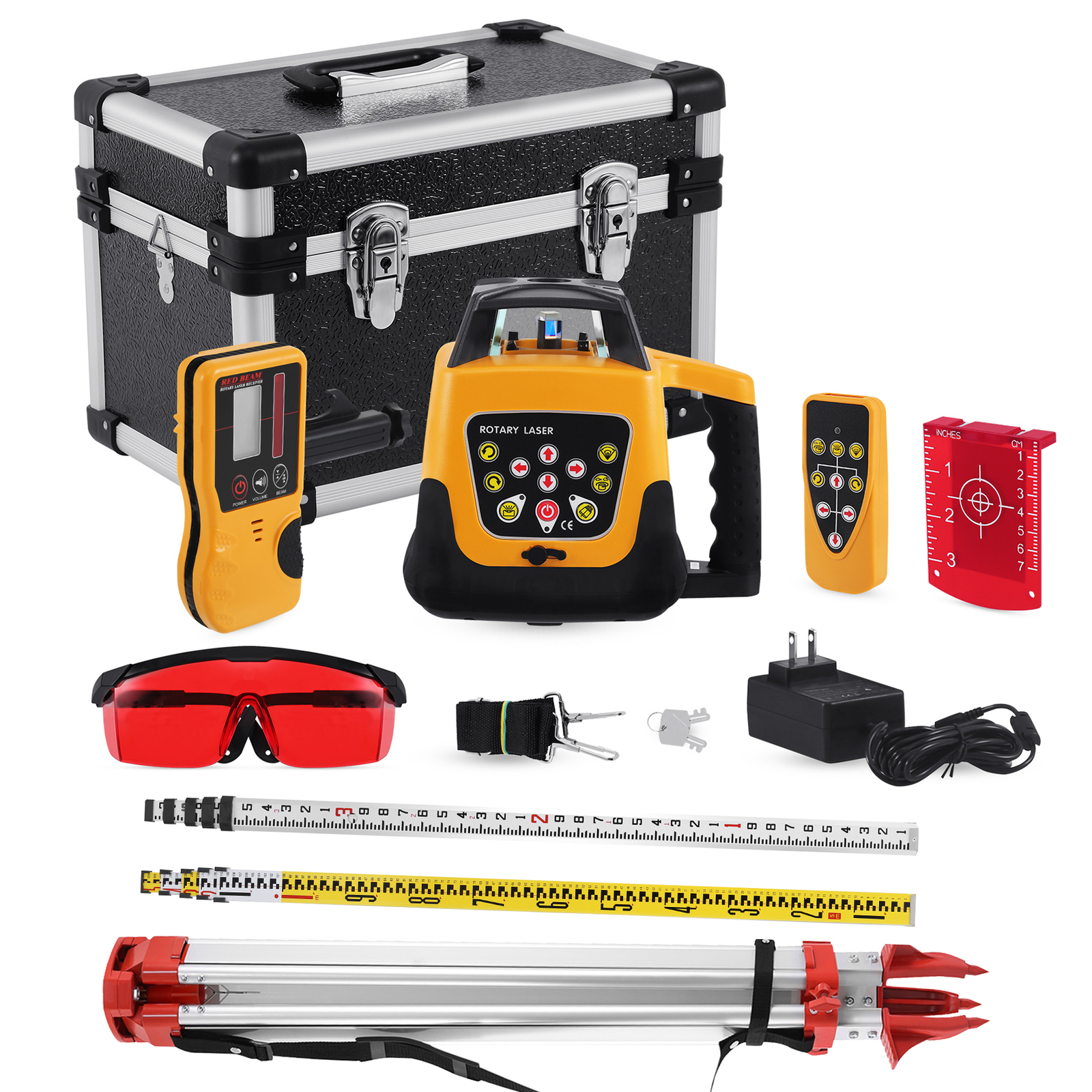 360° Automatic Self-Leveling Beam Rotary Red Laser Level 500M +1.65M Tripod
