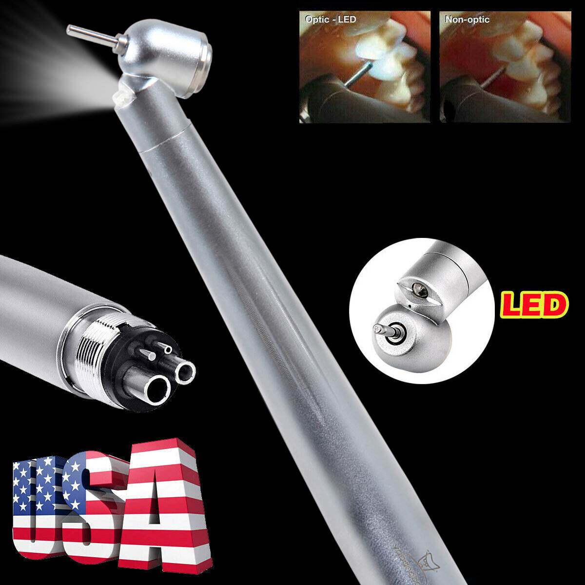 Dental Fiber Optic LED E-generator Handpiece 45 Degree 2H/4H PDB/PDM PR