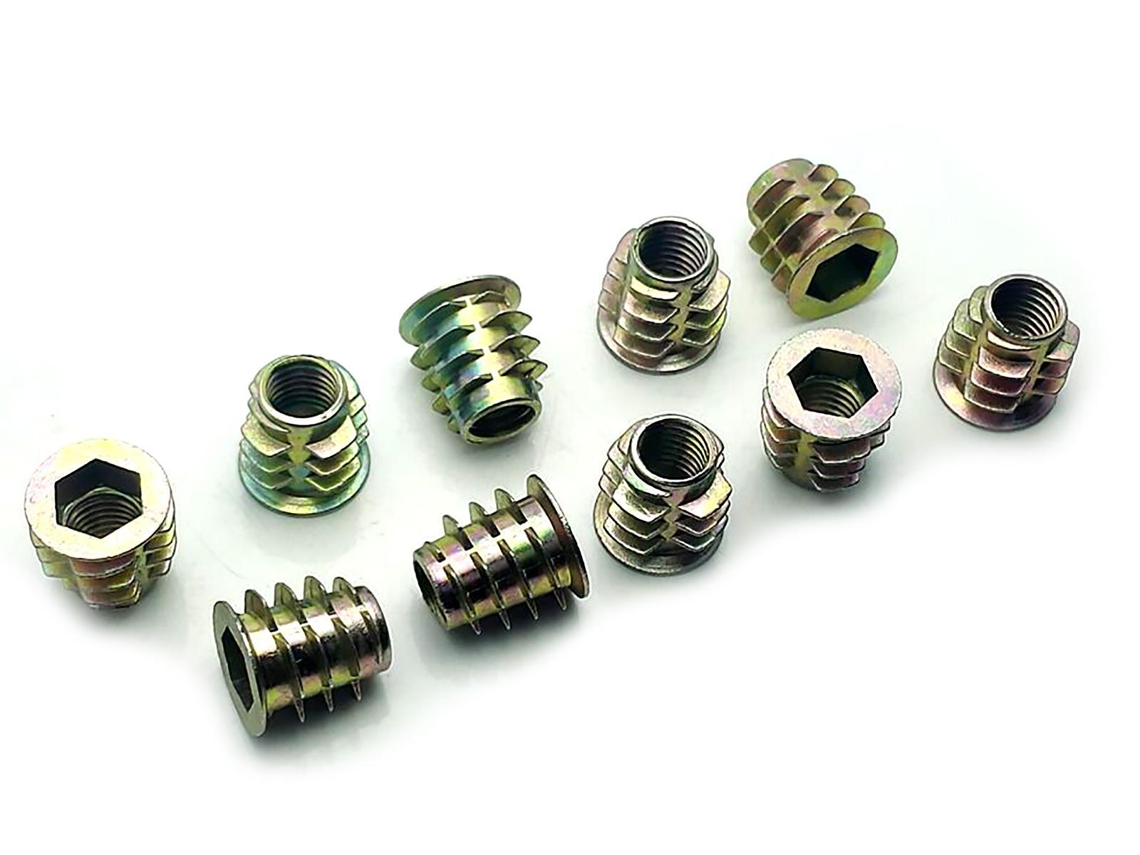 US Stock 20x M8 x 15mm Furniture Hex Drive Flat Head Nuts Screws For Wood Insert
