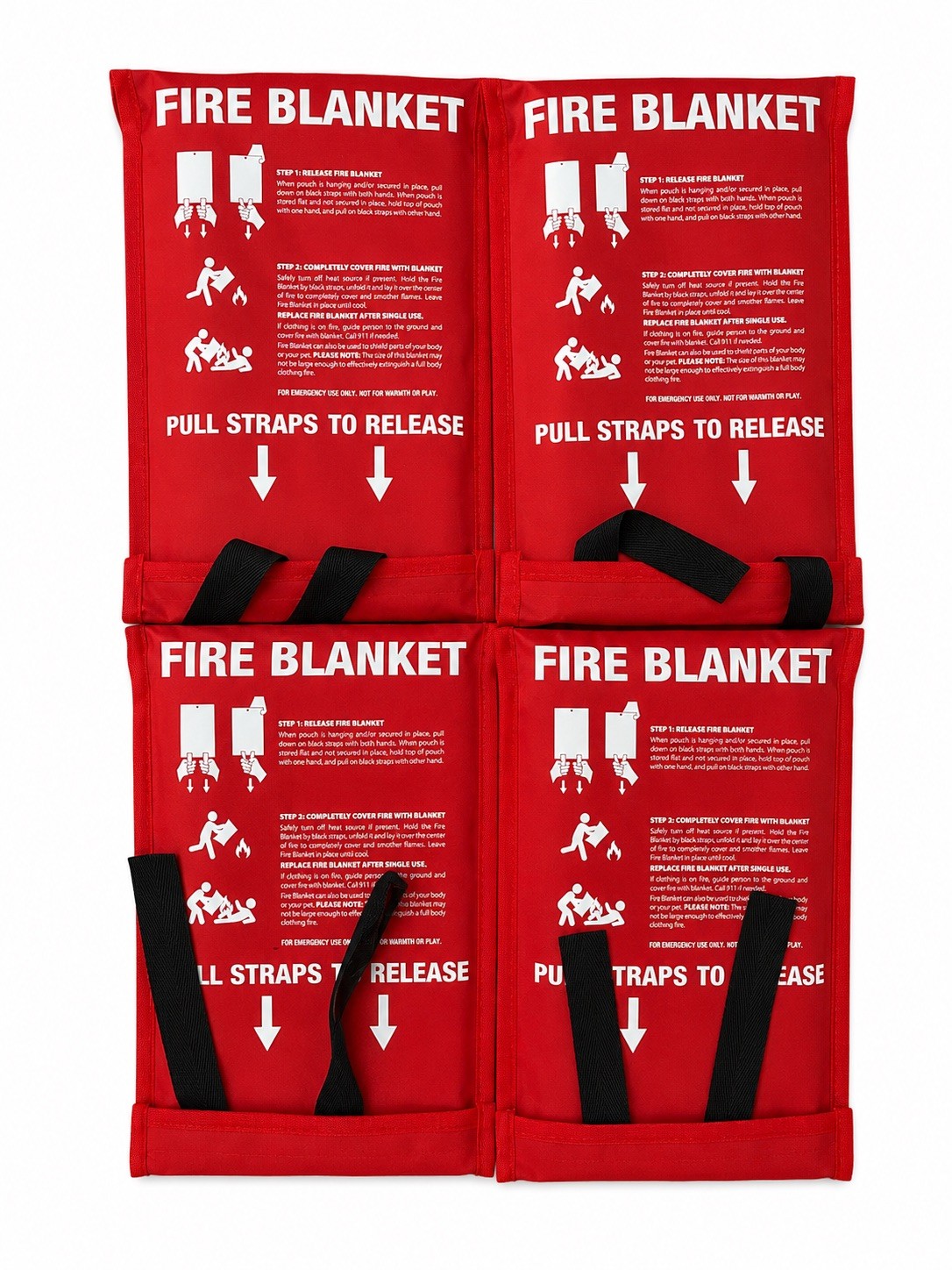 4 PACK FIRE BLANKET Fiberglass Hero 40”x40” Emergency Home US *FREE SHIPPING*