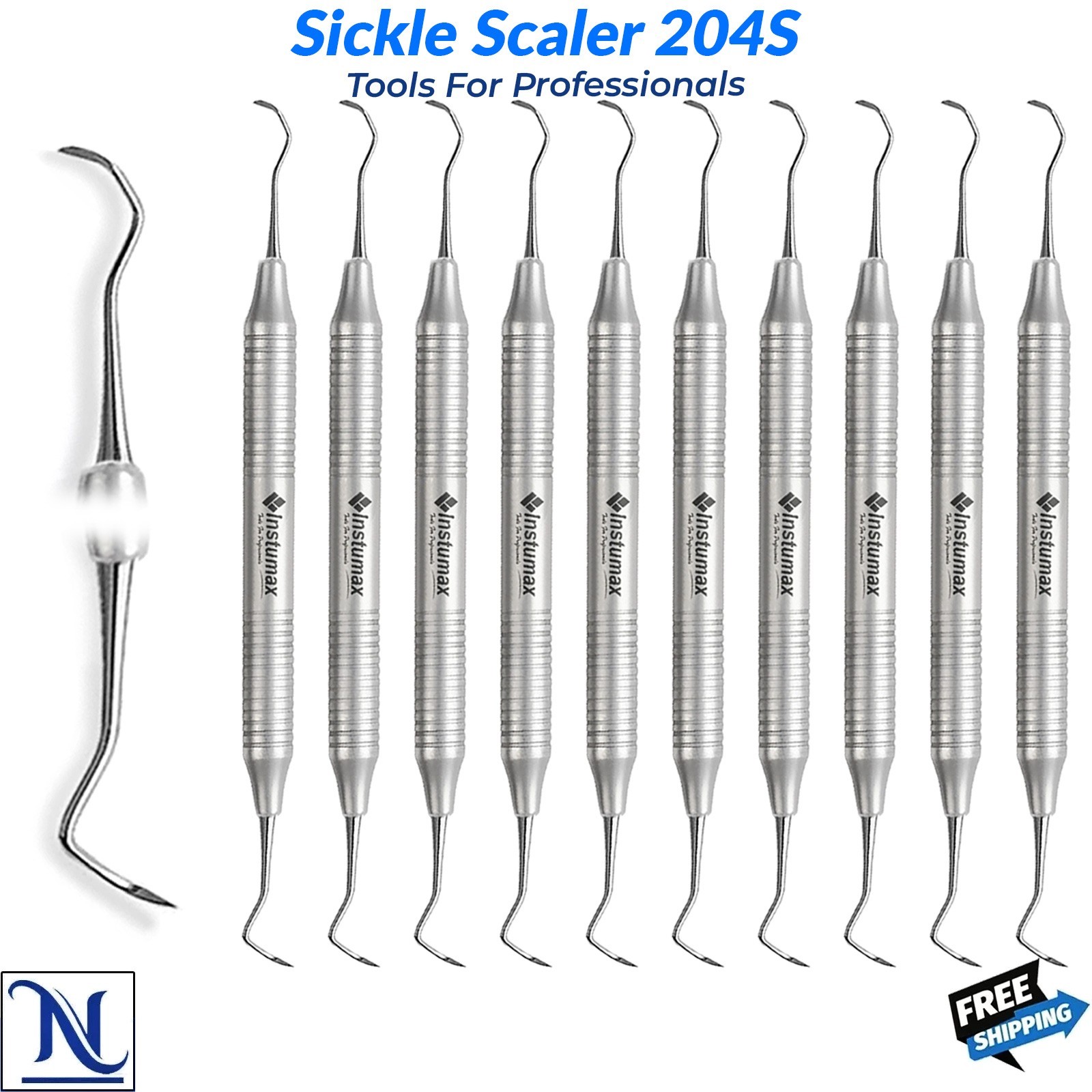 Sickle Scaler 204S – CE Certified Stainless Steel Dental Hygiene Periodontal Pic