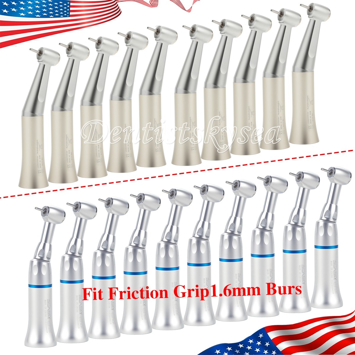 Low Speed Handpieces Contra Angle Push Button E-Type fit FG 1.60mm Burs