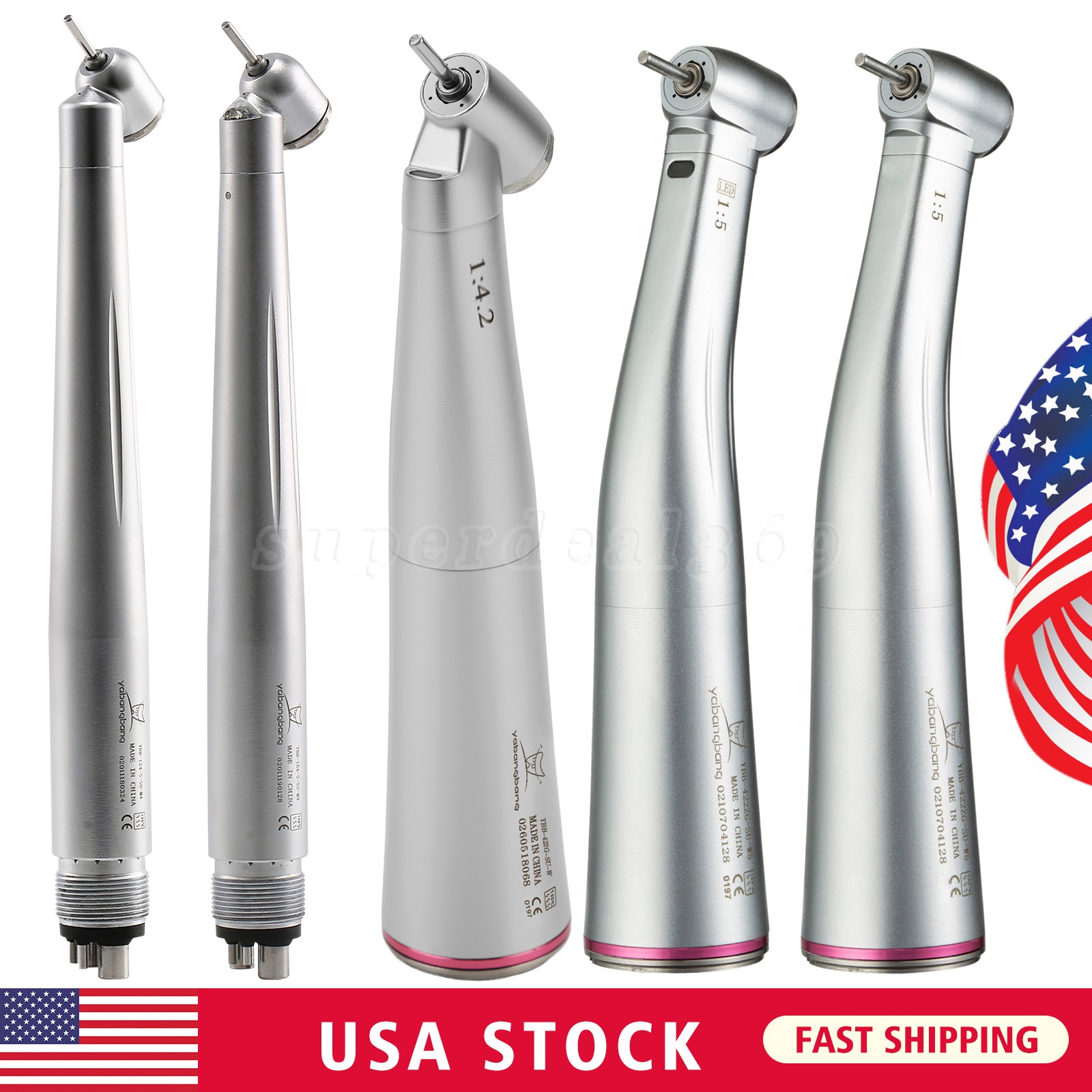 Dental 45° (LED) High Speed/1:5 1:4.2 Increasing Contra Angle Handpiece Fit NSK
