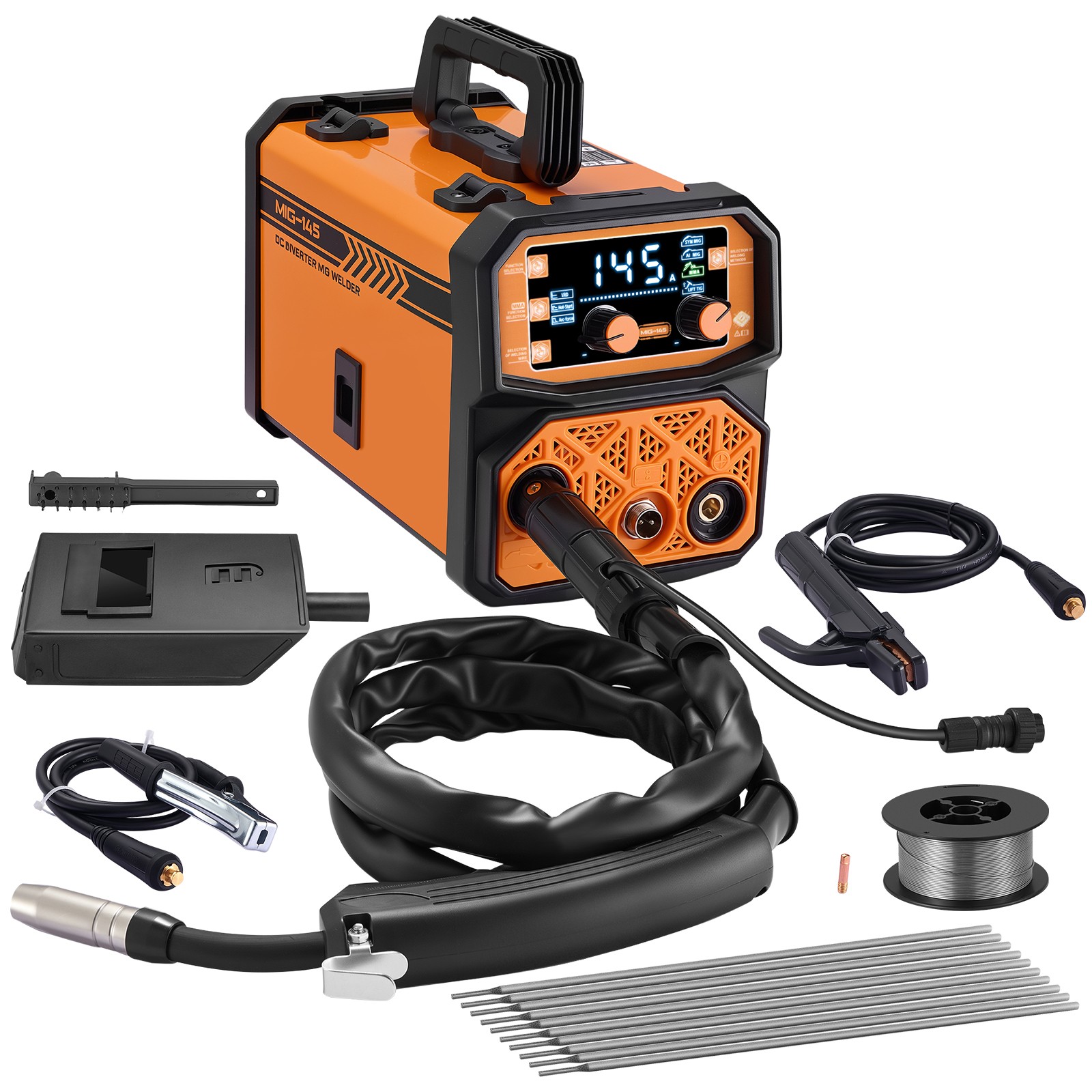 110V Digital MIG Welder 3 Functions Gasless Flux Core Stick Lift TIG Welding