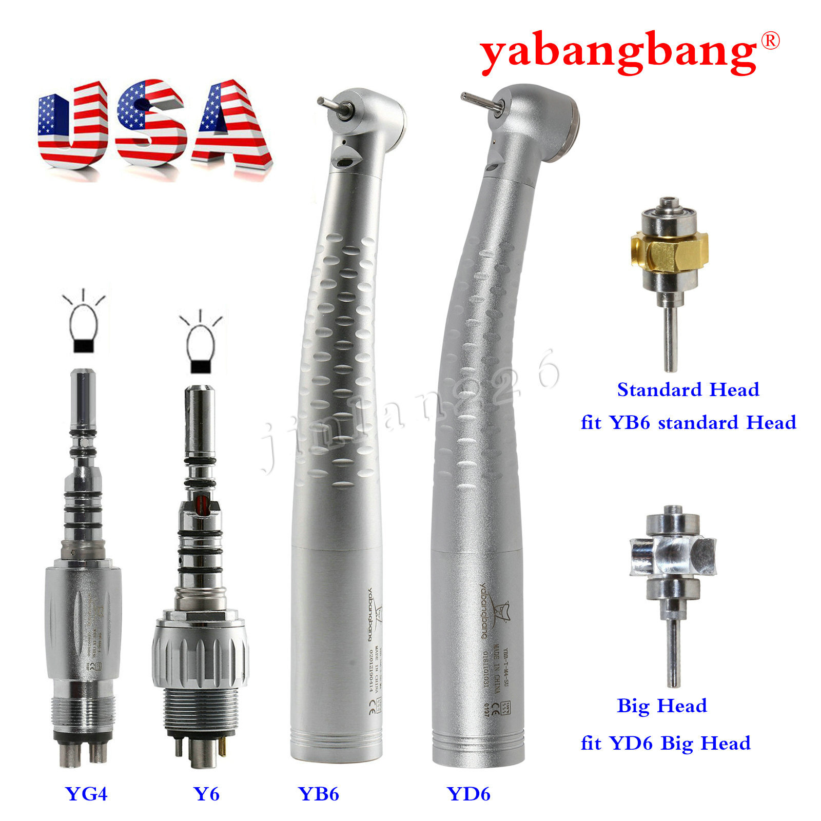 Dental Fiber Optic LED Handpiece High Speed Fit kavo Quick Coupler 4Hole / 6Pin