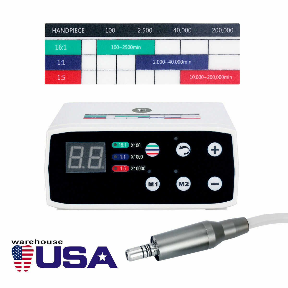 Dental LED Brushless Electric Micro Motor E-Type+1:1 /1:5 Contra Angle Handpiece