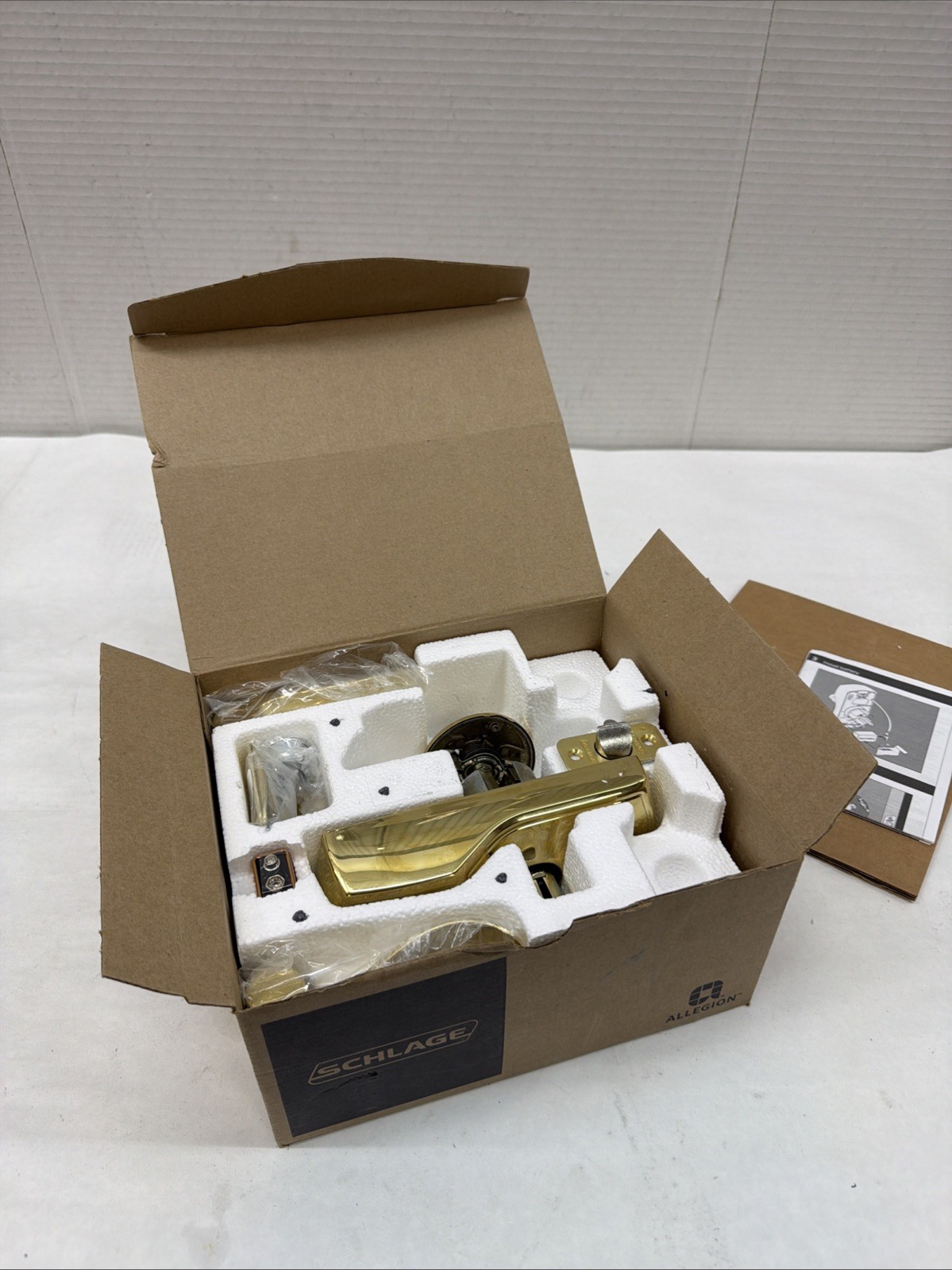 SCHLAGE RESIDENTIAL FE575 CAM505ACC Electronic Lock,Lever Handle,Brass 457G01