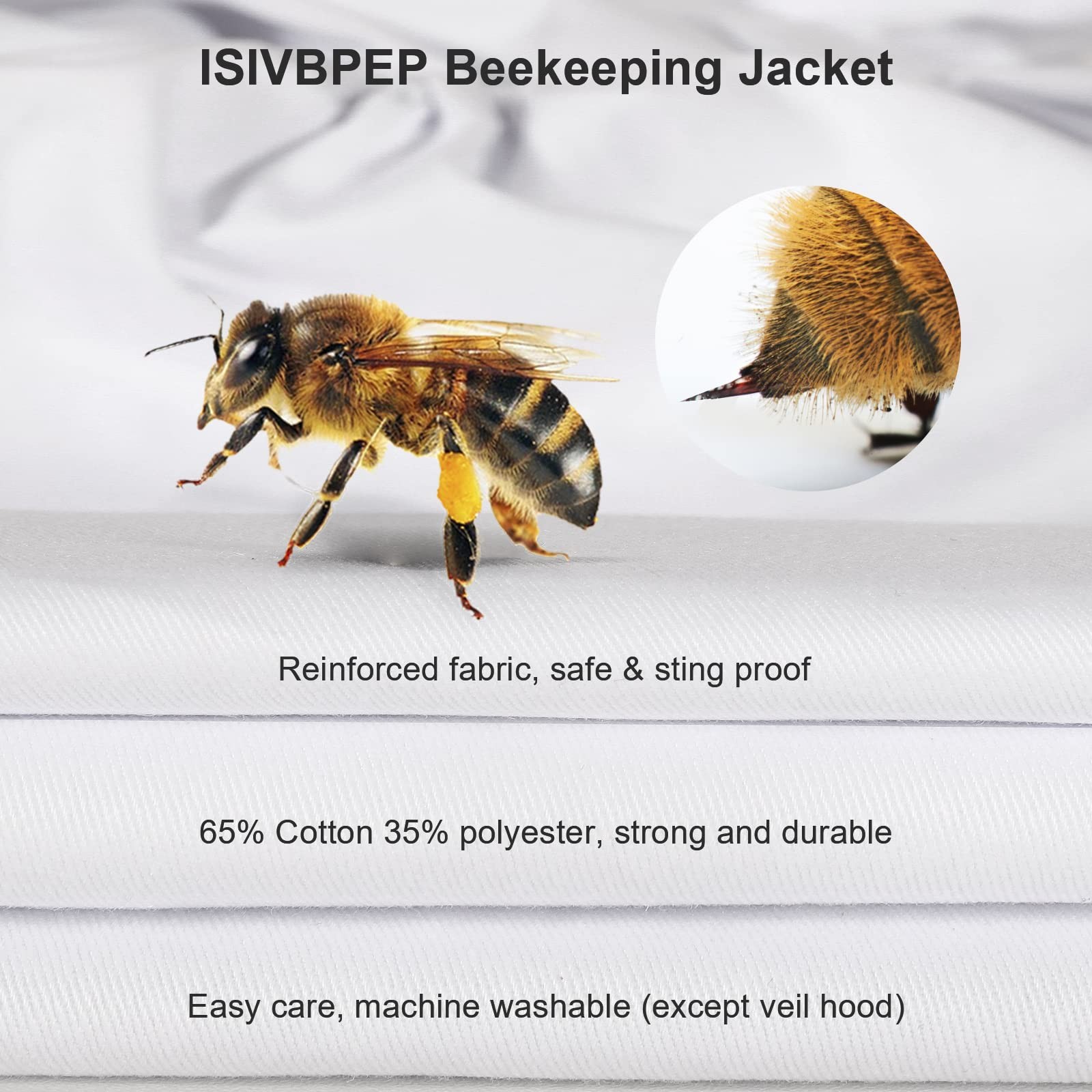 ISIVBPEP Beekeeping Jacket for Men Women,Polycotton Bee Large, White